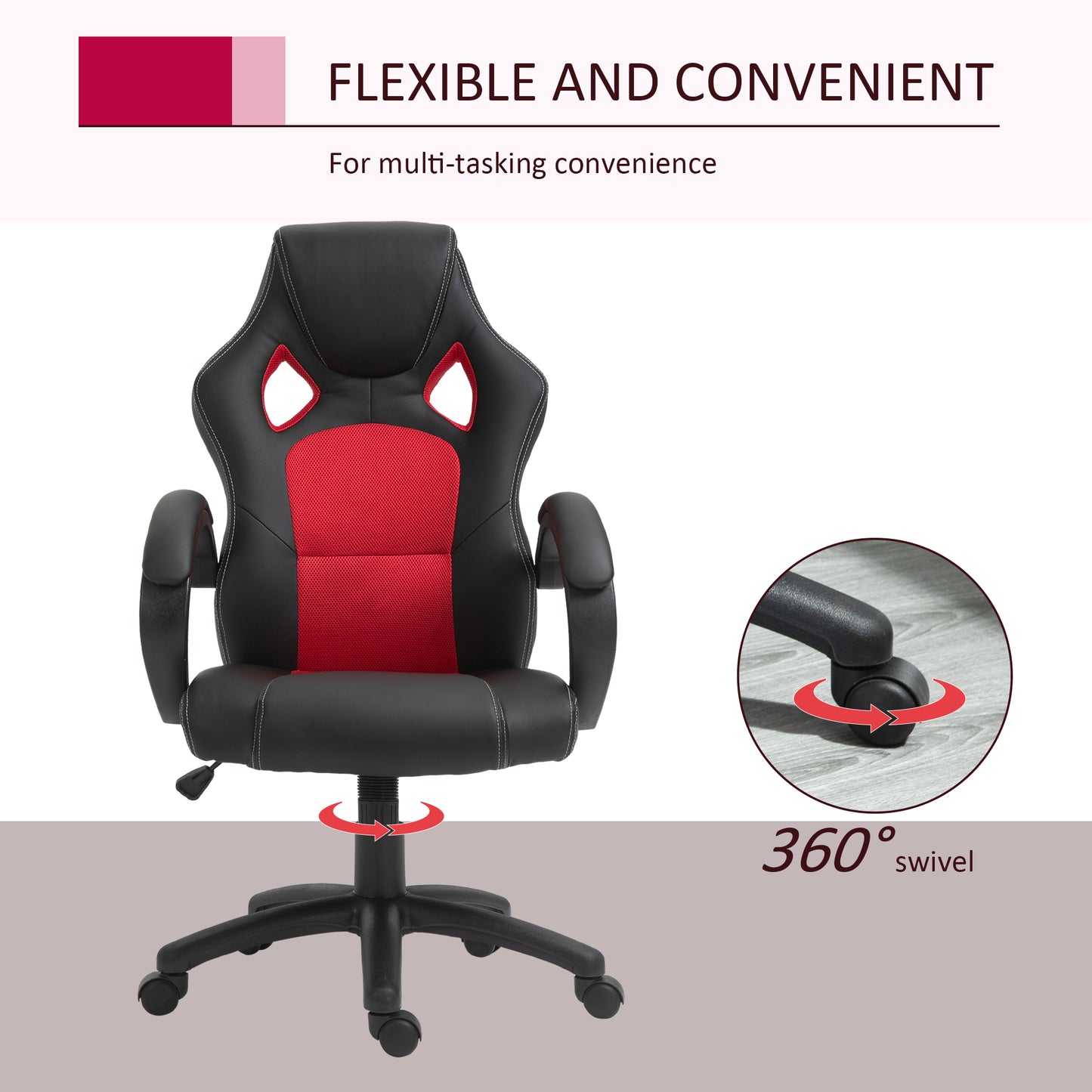 Executive Racing Swivel Gaming Office Chair PU Leather Computer Desk Chair Gray