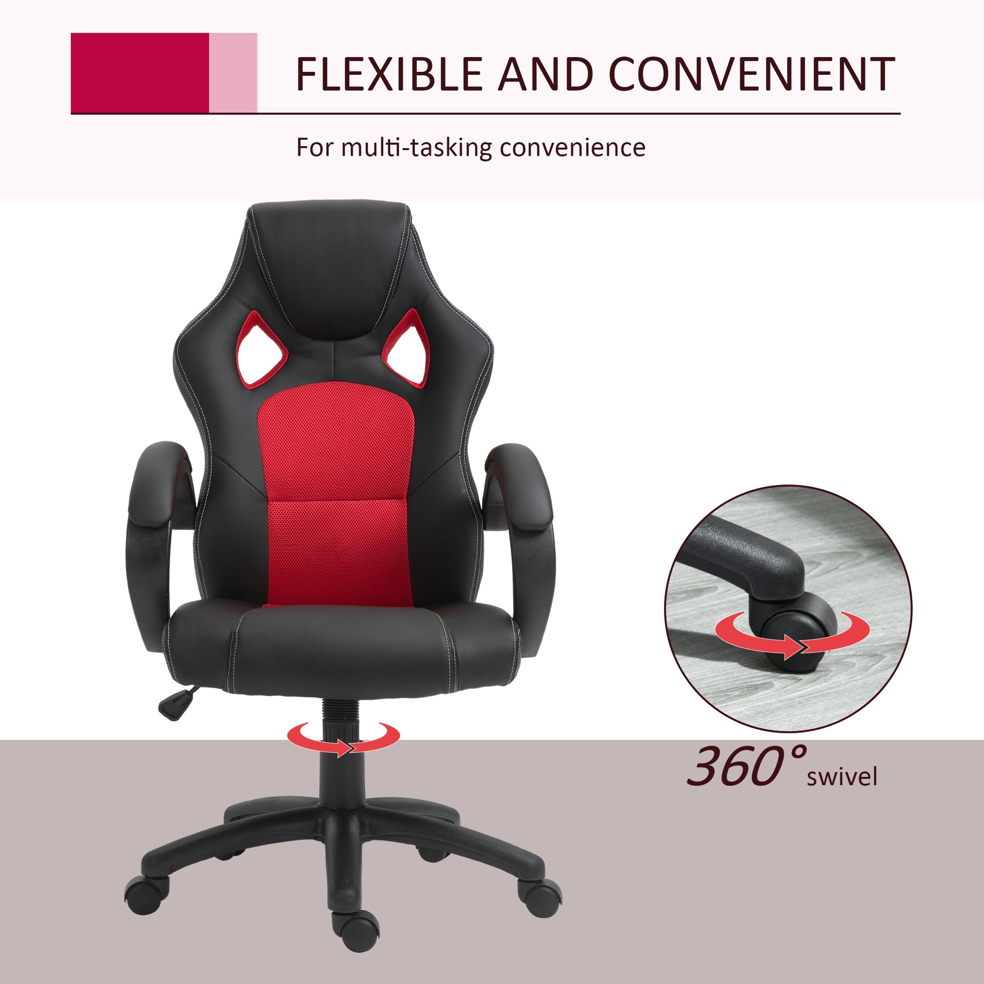 Executive Racing Swivel Gaming Office Chair PU Leather Computer Desk Chair Gray