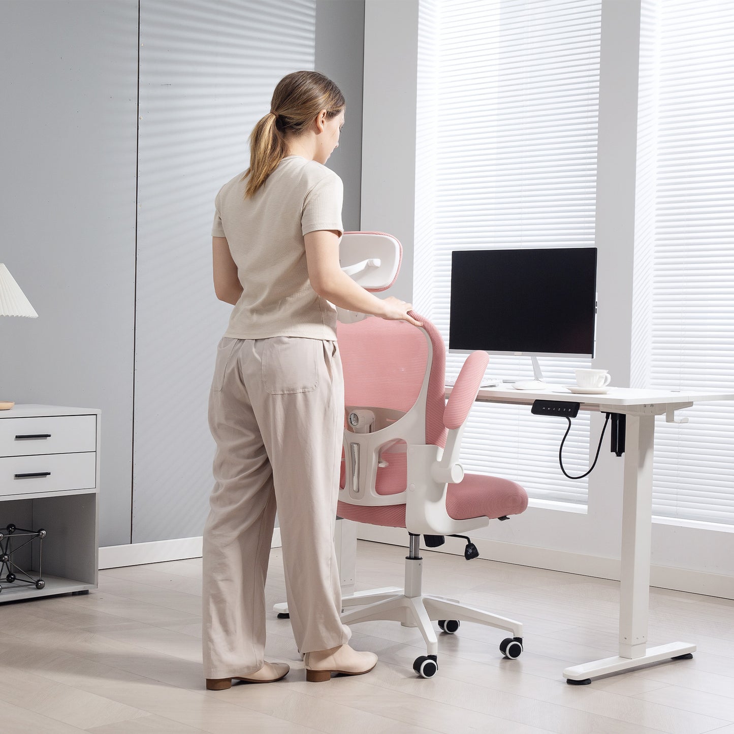 Mesh Office Chair with Headrest, Lumbar Support, 90° Arm