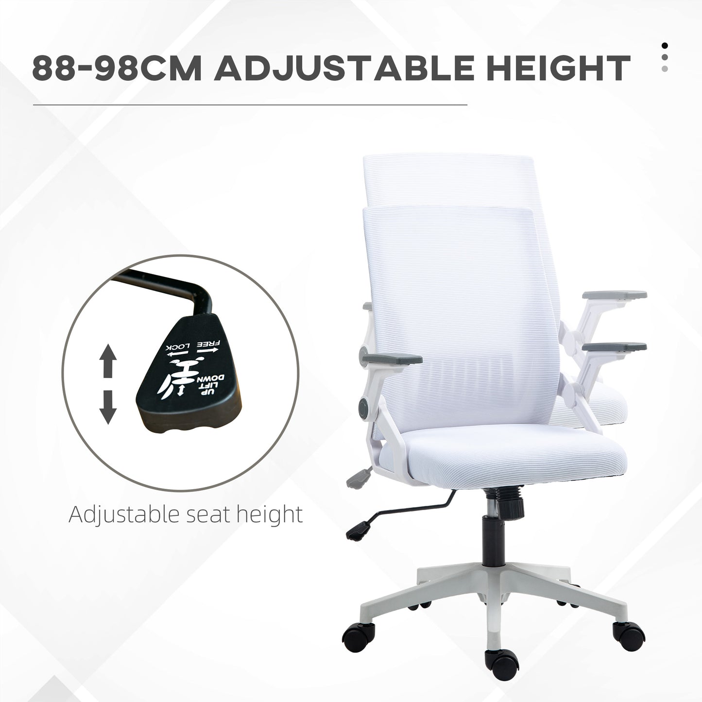 Mesh Office Chair, Desk Chair with Lumbar Support, Flip-Up Armrest