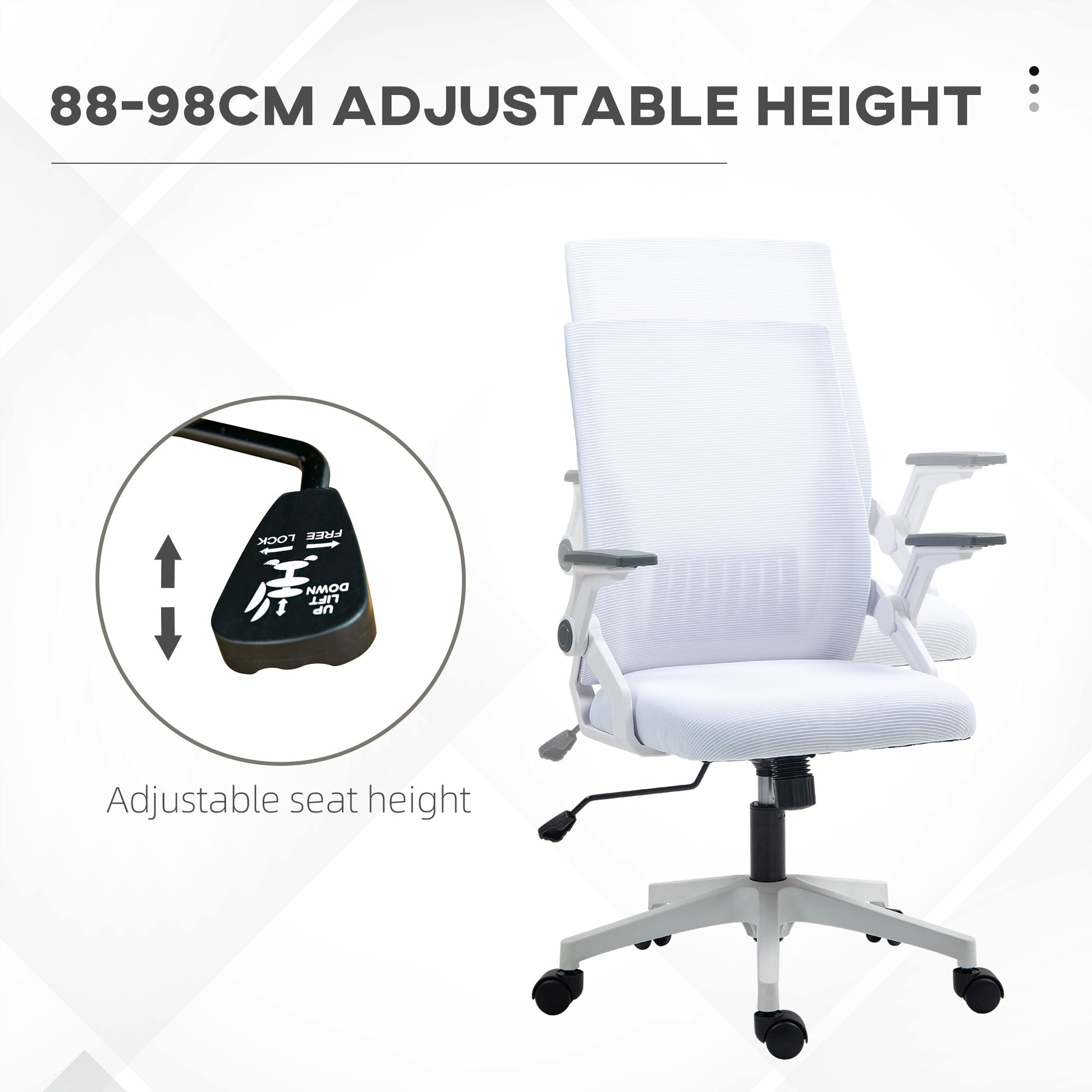 Mesh Office Chair, Desk Chair with Lumbar Support, Flip-Up Armrest