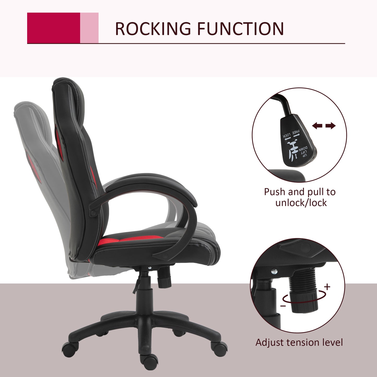 Executive Racing Swivel Gaming Office Chair PU Leather Computer Desk Chair Gray