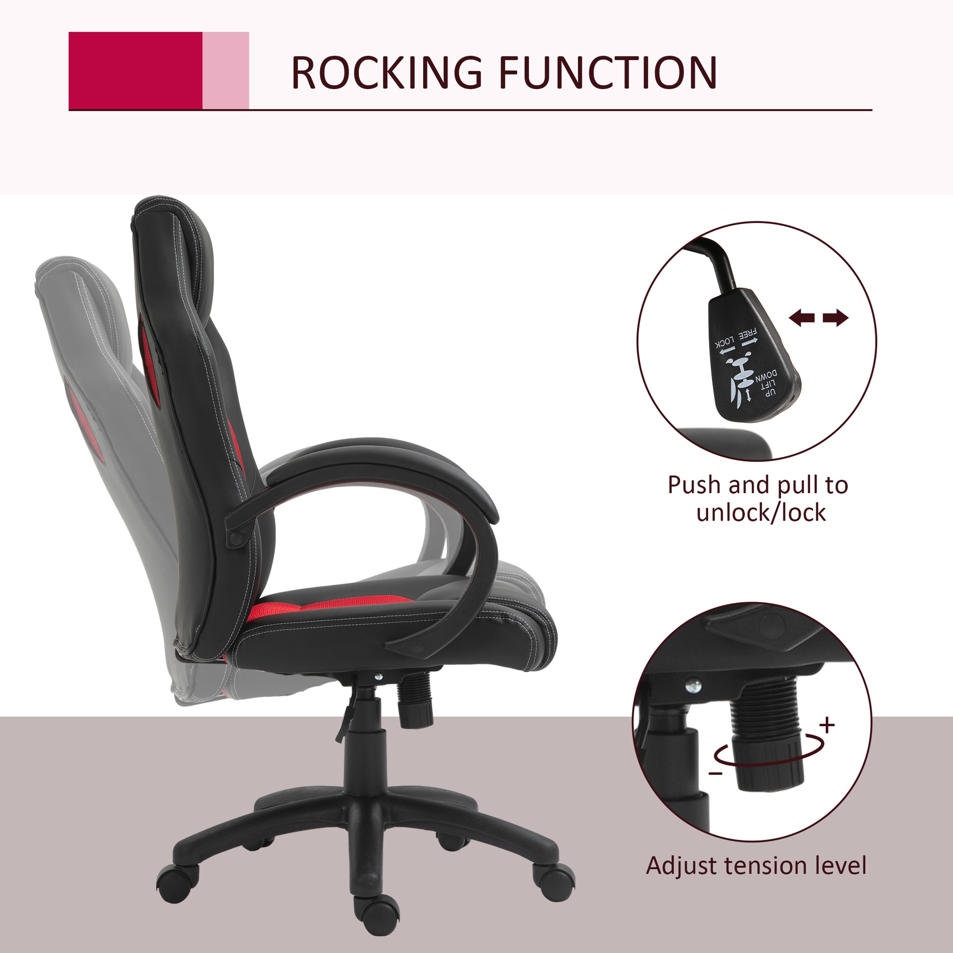 Executive Racing Swivel Gaming Office Chair PU Leather Computer Desk Chair Gray