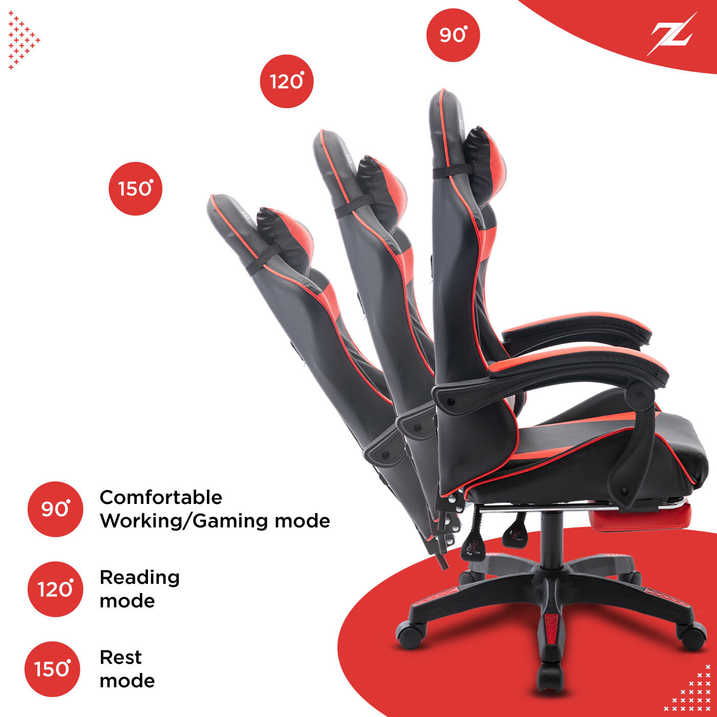 Height Adjustable Recliner Swivel Ergonomic Office PC Gaming Chair with Footrest