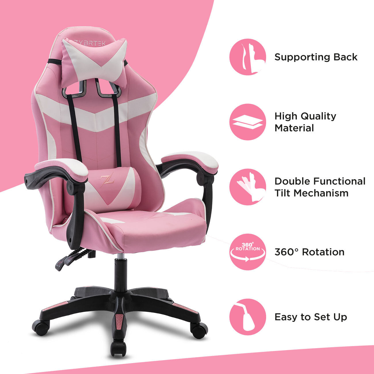 Height Adjustable Recliner Swivel Ergonomic Office PC Gaming Chair with Footrest