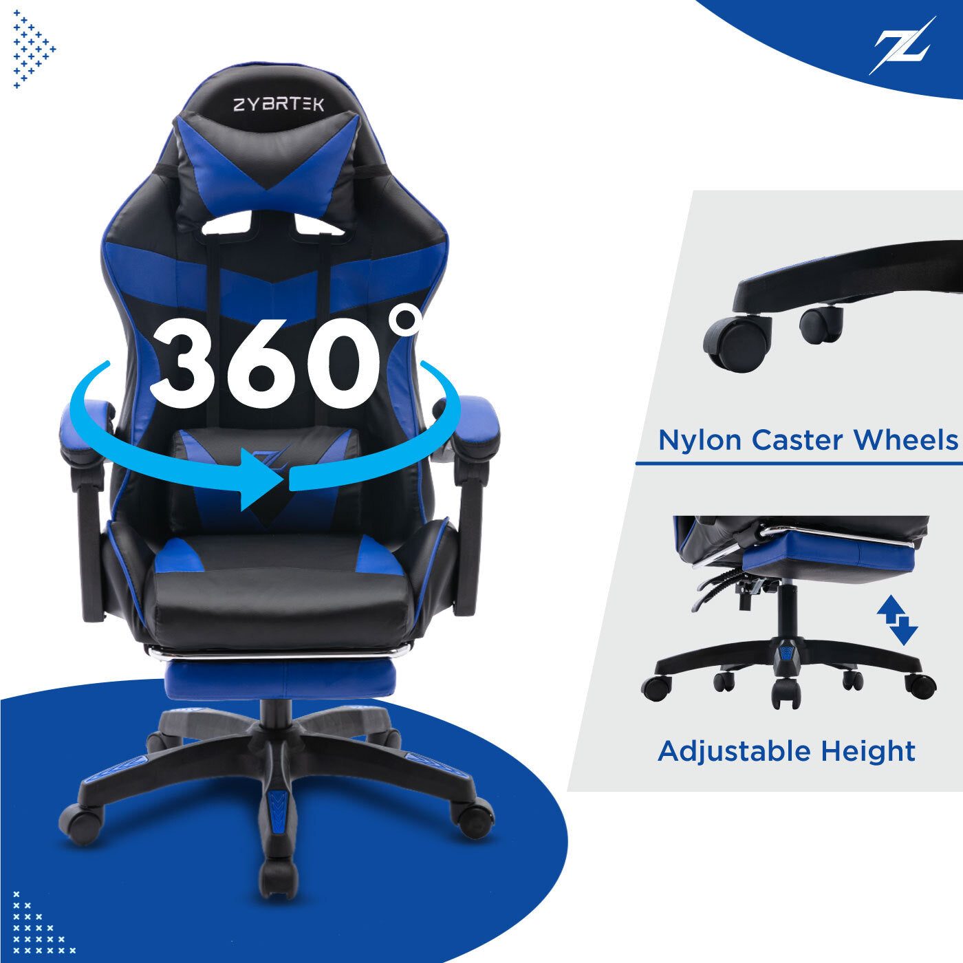 Height Adjustable Recliner Swivel Ergonomic Office PC Gaming Chair with Footrest