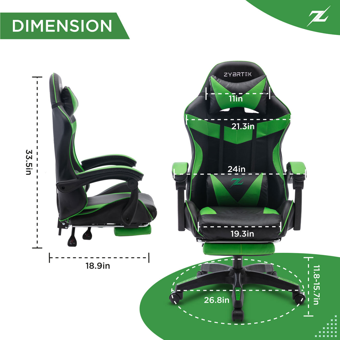 Height Adjustable Recliner Swivel Ergonomic Office PC Gaming Chair with Footrest