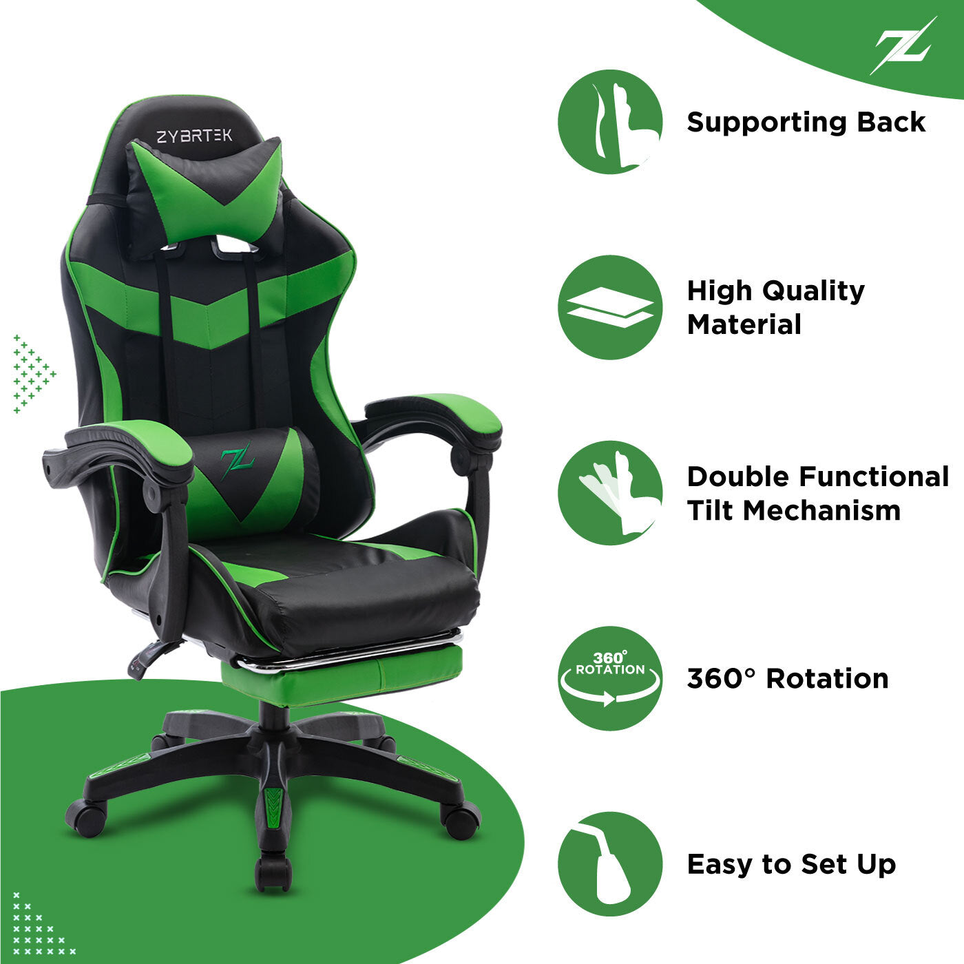 Height Adjustable Recliner Swivel Ergonomic Office PC Gaming Chair with Footrest