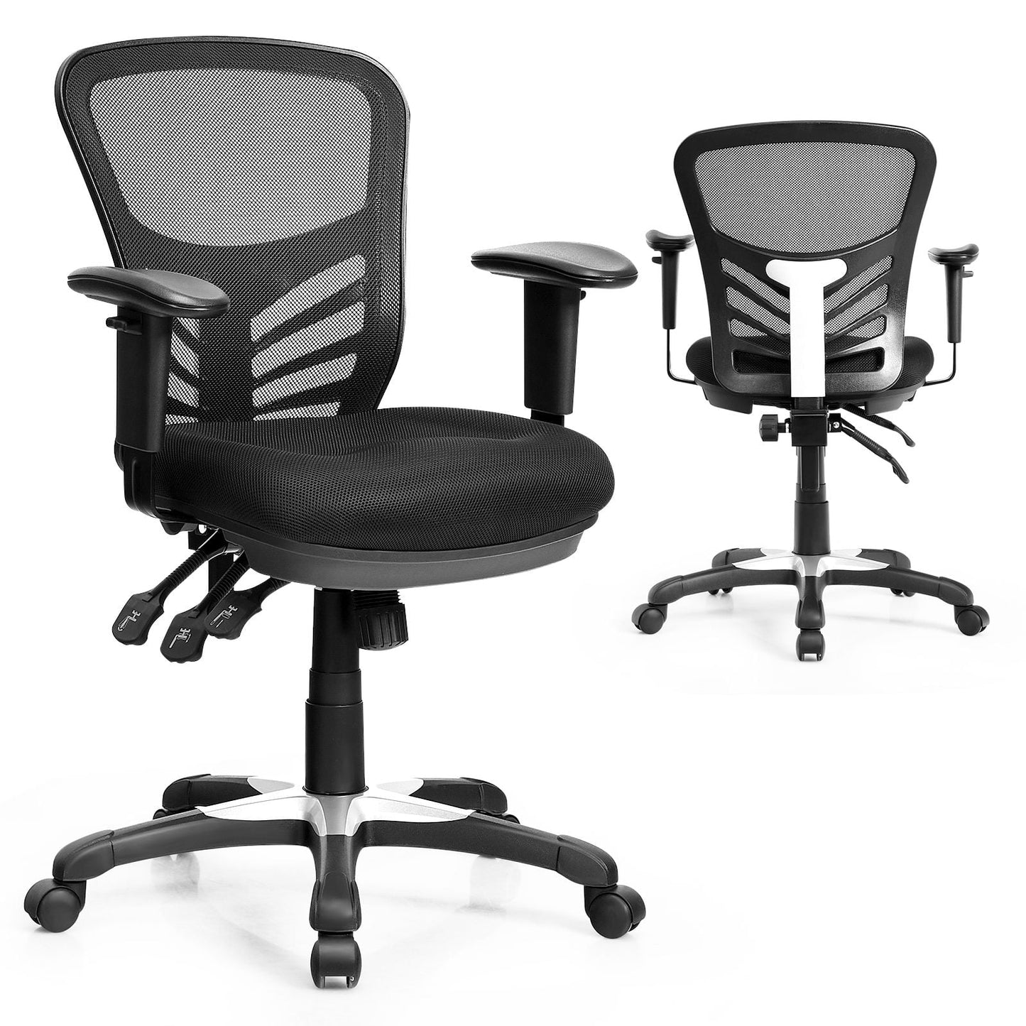 Ergonomic Reclining Mesh Office Chair with 3-Paddle Control