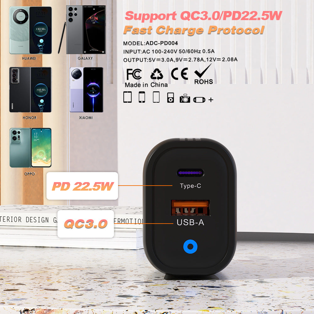 For Iphone 15 16 Pro Max Samsung Fast Charging 22.5W USB-C PD Plug Charger Cable