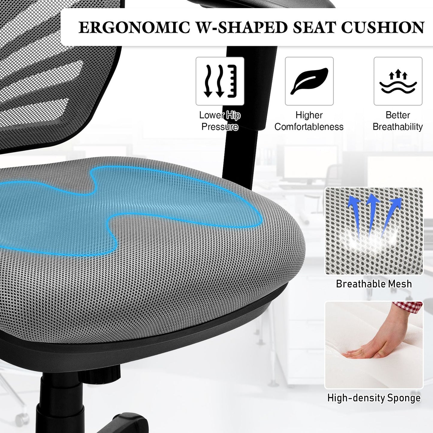 Ergonomic Reclining Mesh Office Chair with 3-Paddle Control