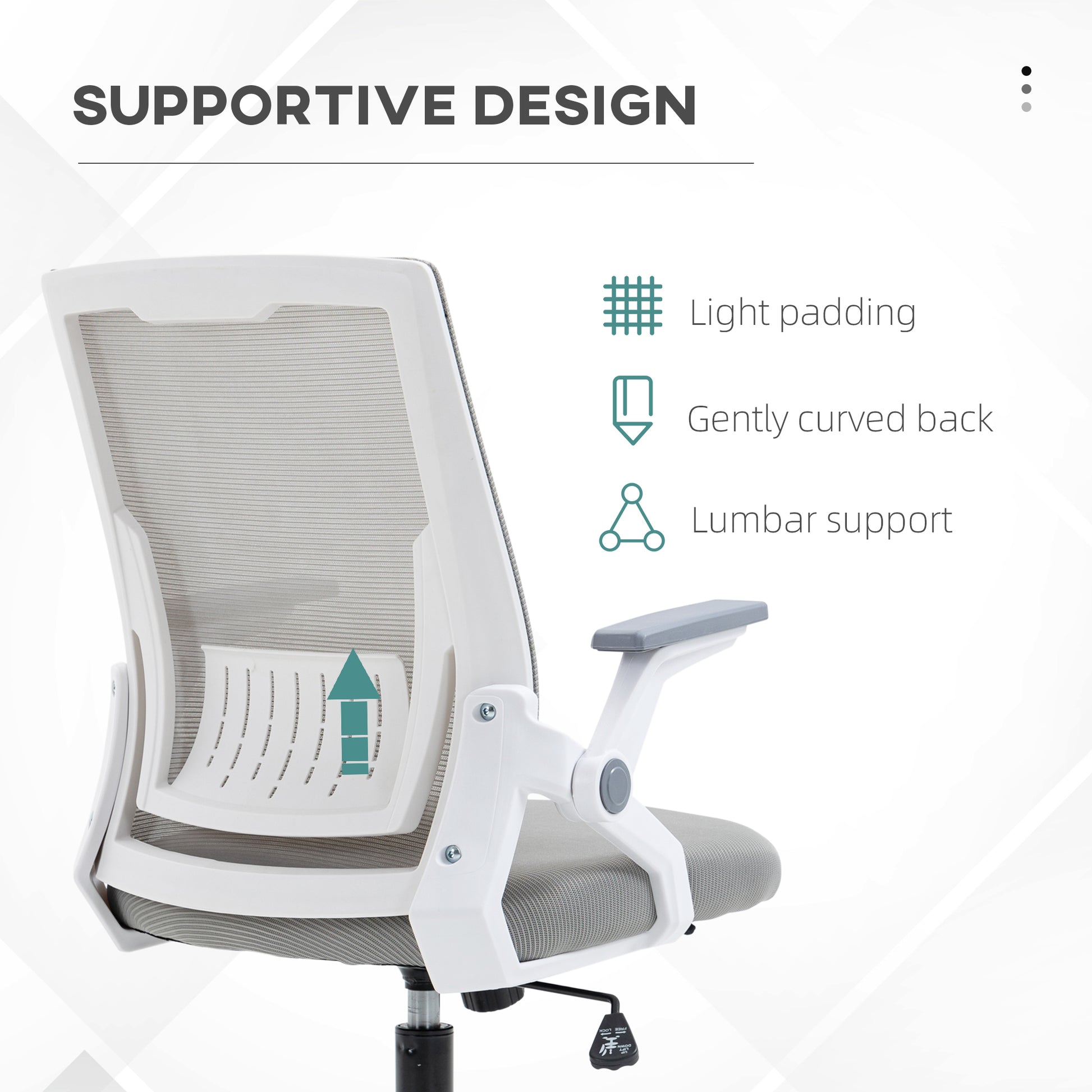 Mesh Office Chair, Desk Chair with Lumbar Support, Flip-Up Armrest