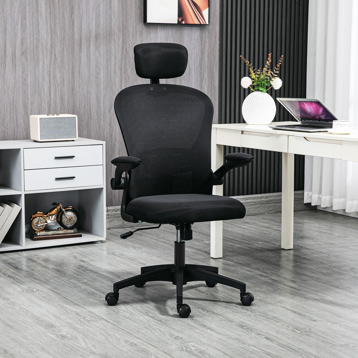 Mesh Office Chair with Headrest, Lumbar Support, 90° Arm