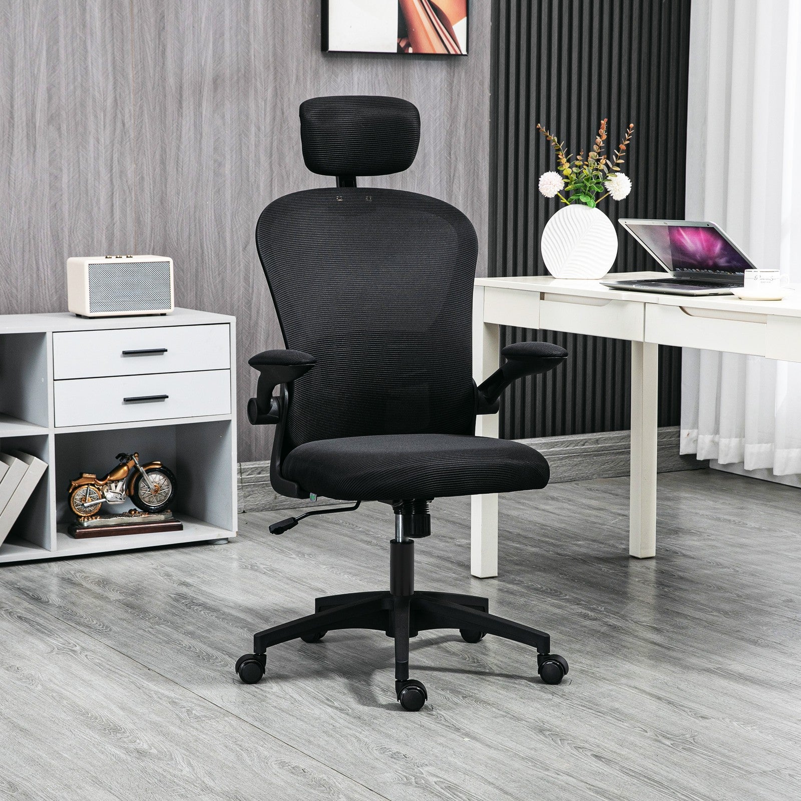 Mesh Office Chair with Headrest, Lumbar Support, 90° Arm