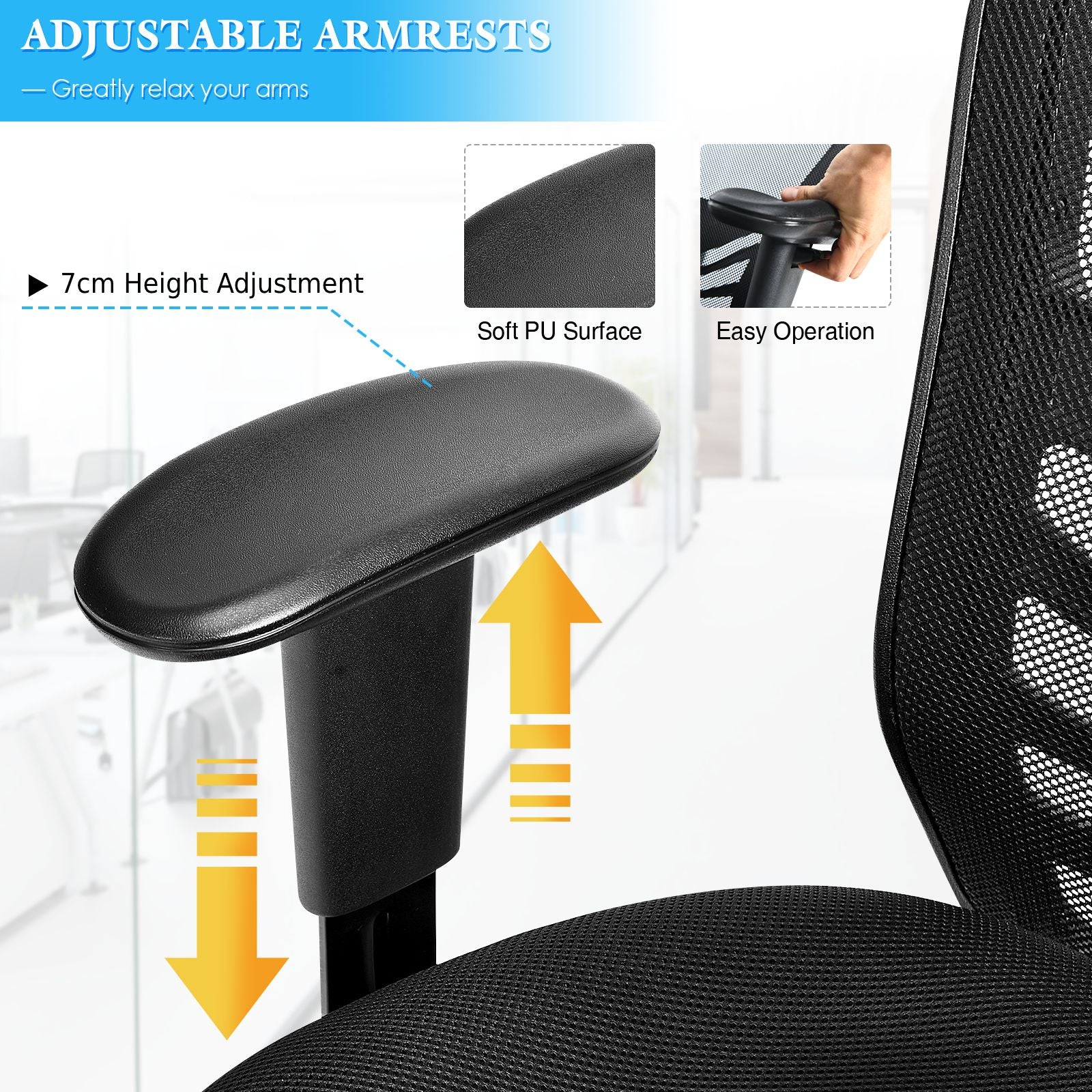 Ergonomic Reclining Mesh Office Chair with 3-Paddle Control