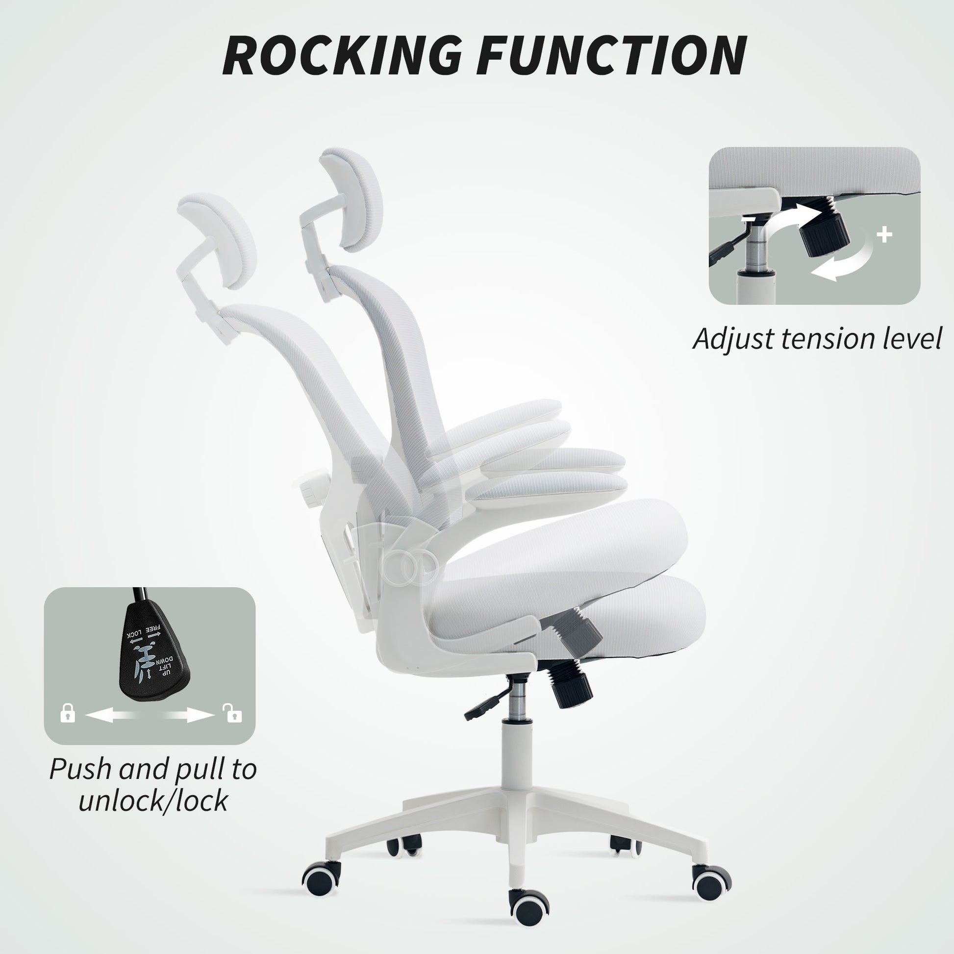 Mesh Office Chair with Headrest, Lumbar Support, 90° Arm