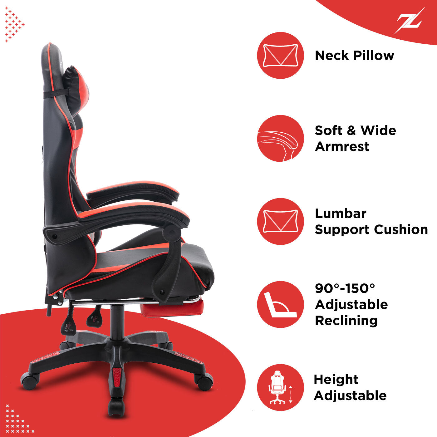 Height Adjustable Recliner Swivel Ergonomic Office PC Gaming Chair with Footrest