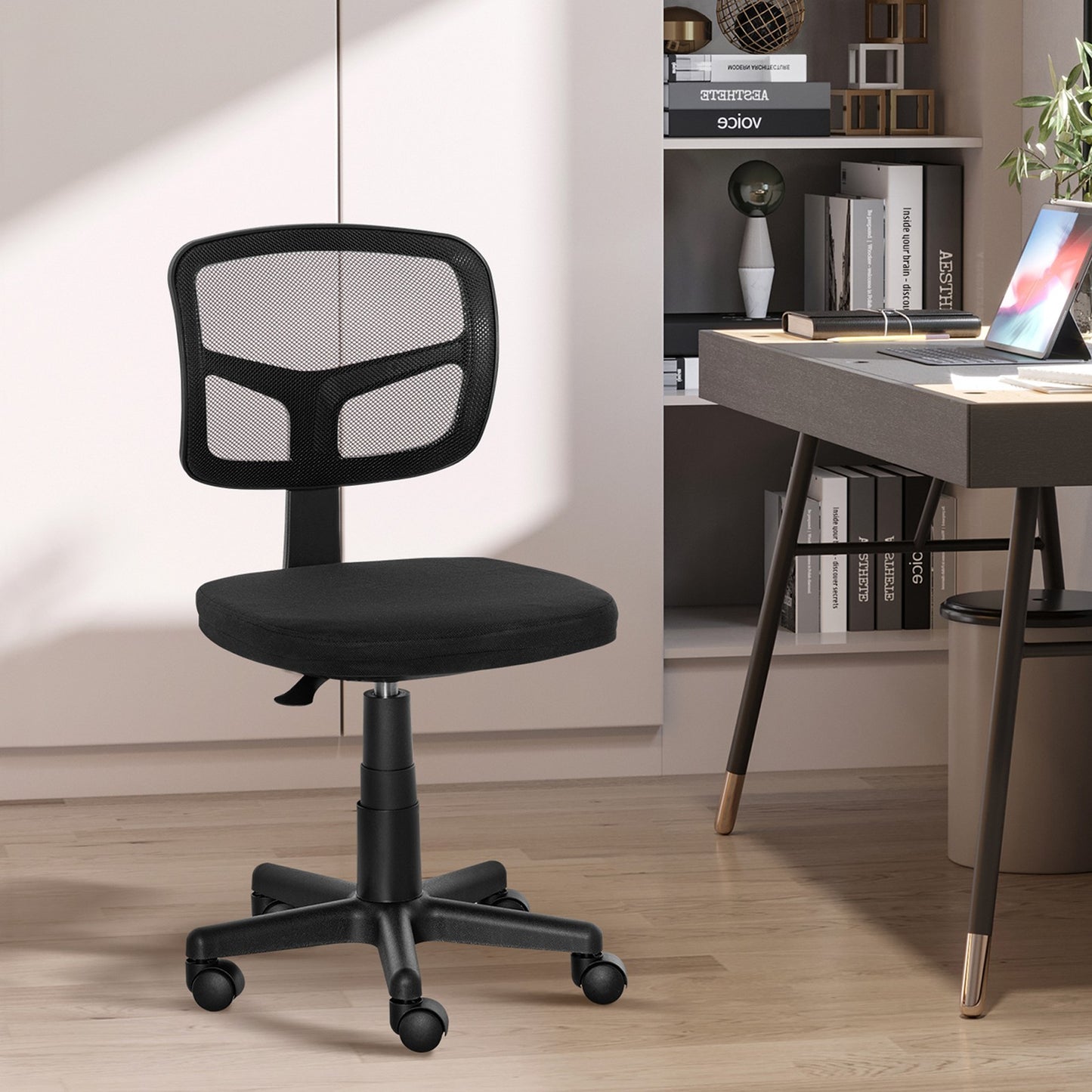 Office Chair without Arms, Ergonomic Swivel Mesh Desk Chair