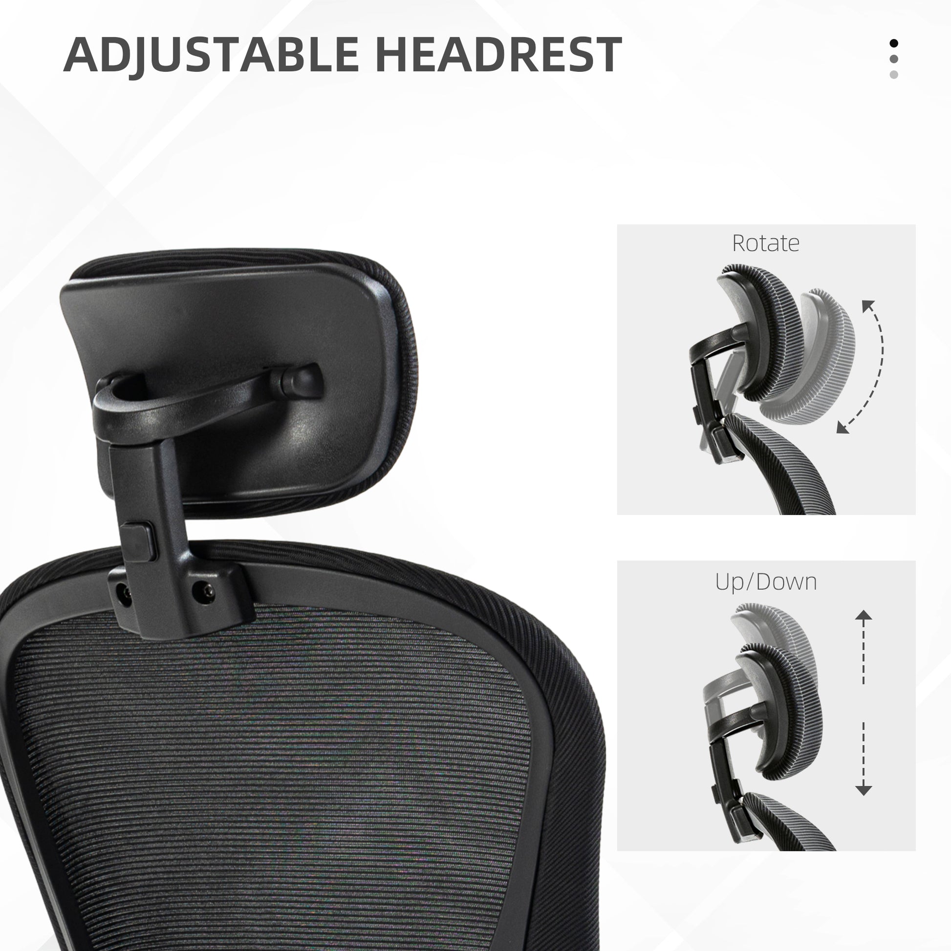 Mesh Office Chair with Headrest, Lumbar Support, 90° Arm
