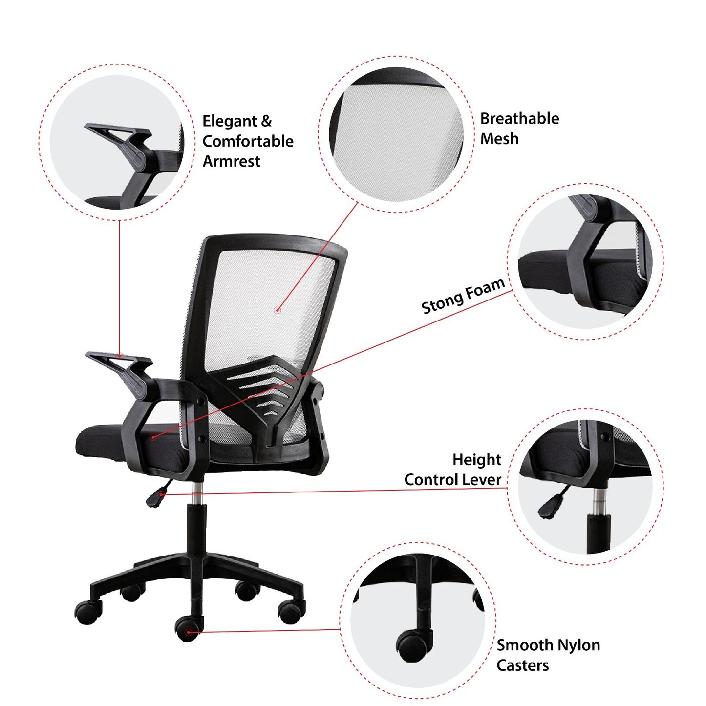 Height Adjustable Recliner Swivel Ergonomic Office PC Gaming Chair with Footrest