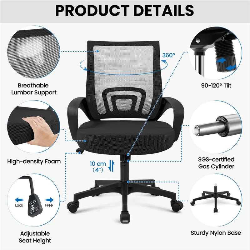 Color Mid-Back Mesh Swivel Office Chair
