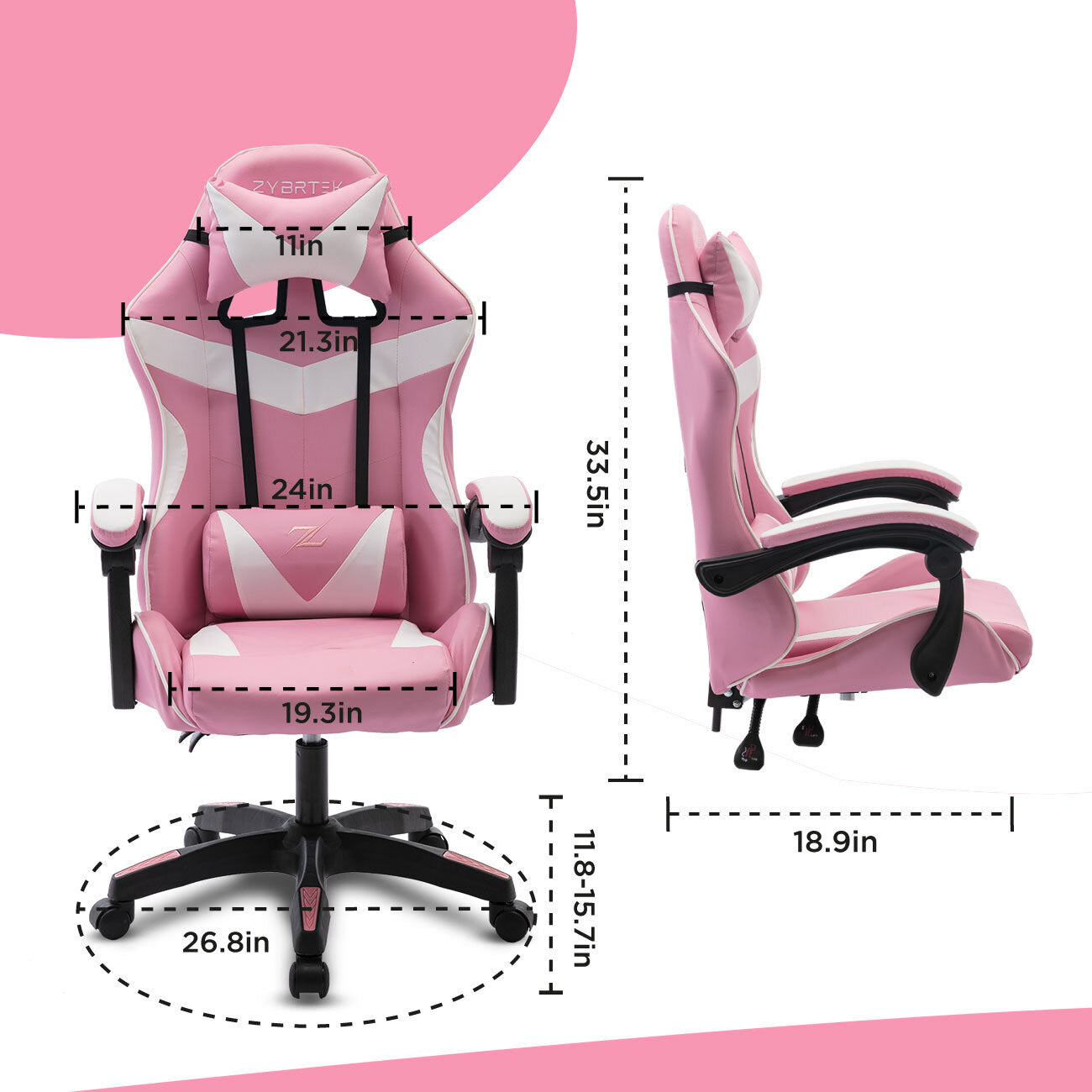 Height Adjustable Recliner Swivel Ergonomic Office PC Gaming Chair with Footrest