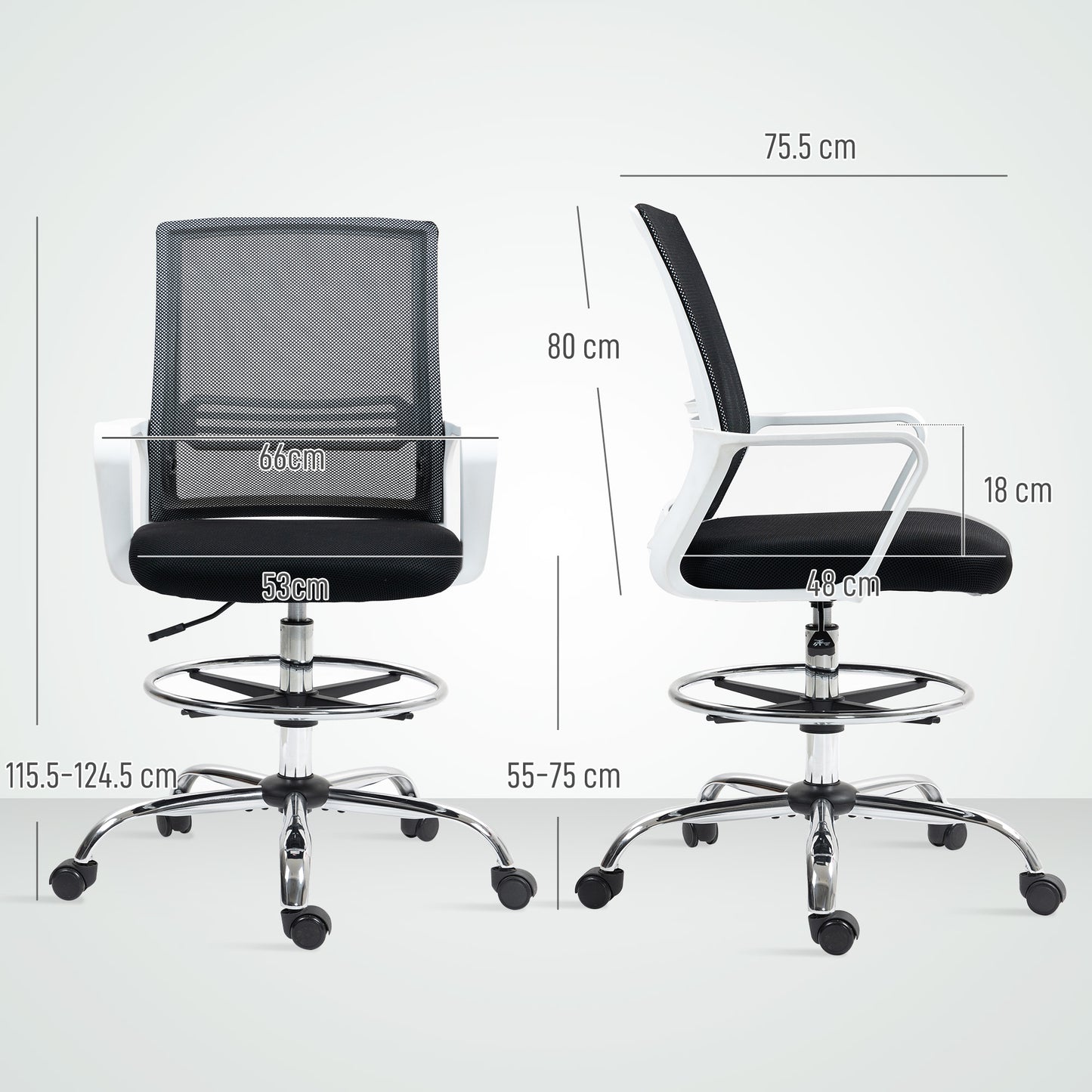 Mesh Drafting Chair, Adjustable Swivel Ergonomic Office Chair