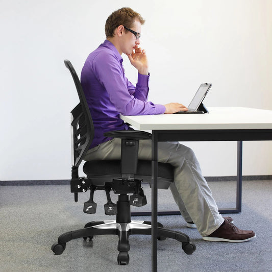 Ergonomic Reclining Mesh Office Chair with 3-Paddle Control