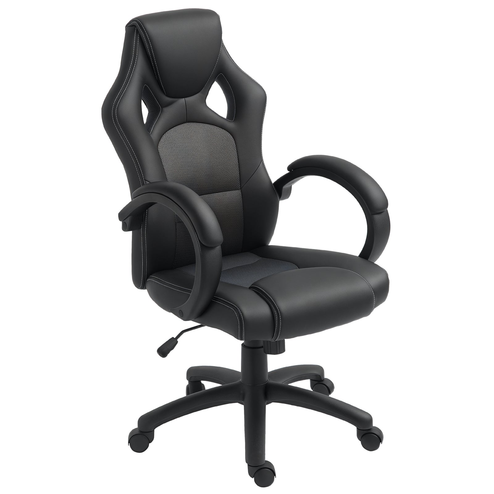 Executive Racing Swivel Gaming Office Chair PU Leather Computer Desk Chair Gray