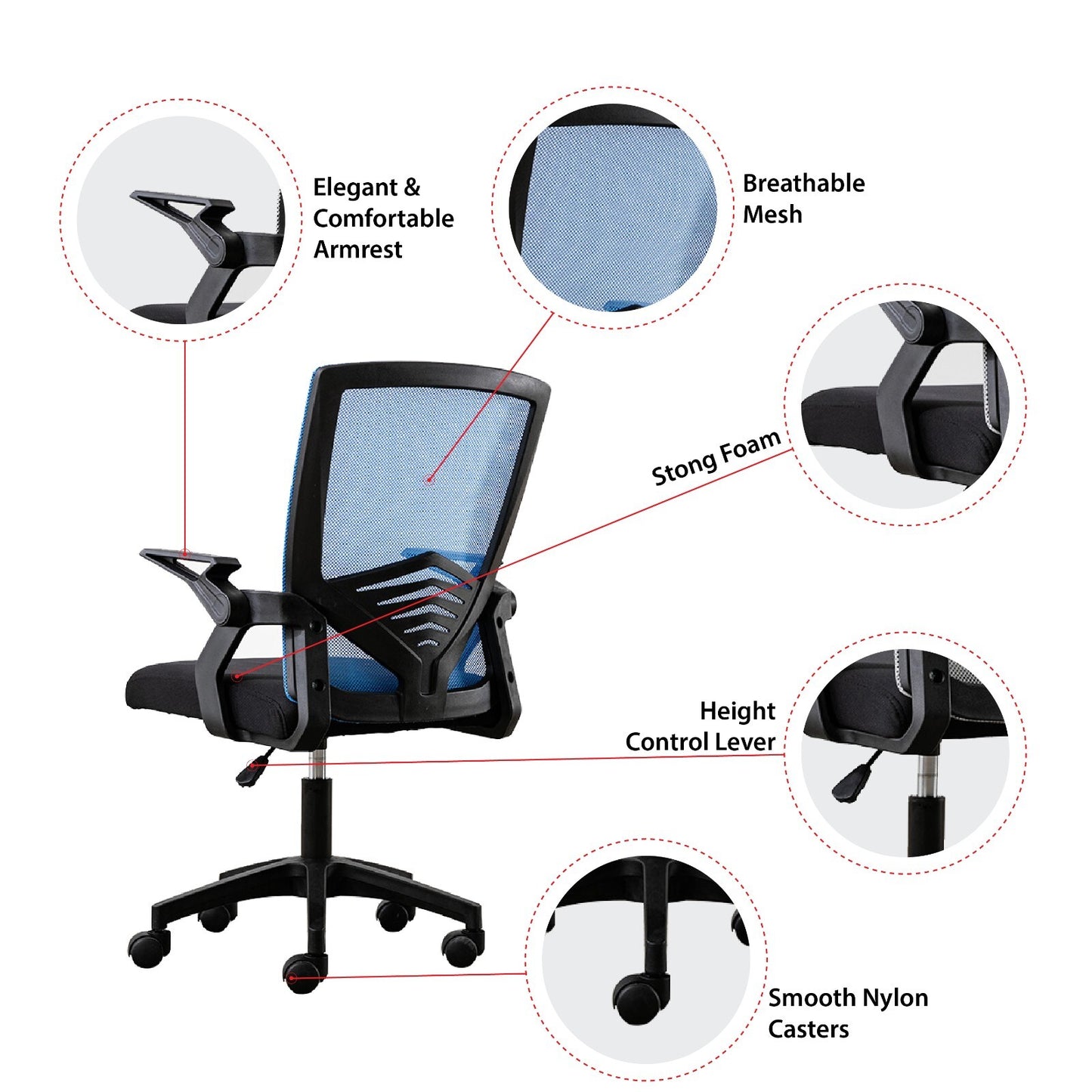 Height Adjustable Recliner Swivel Ergonomic Office PC Gaming Chair with Footrest