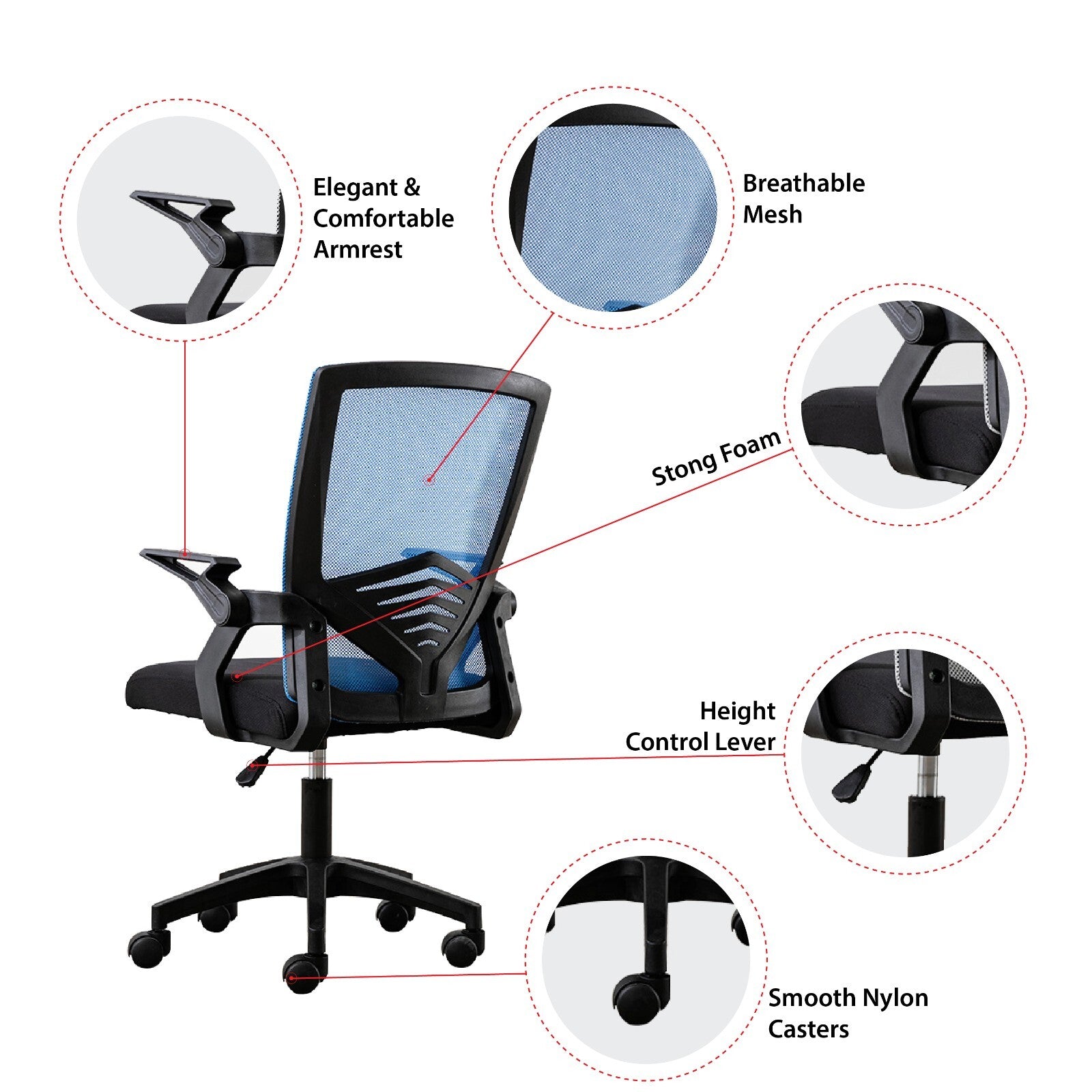 Height Adjustable Recliner Swivel Ergonomic Office PC Gaming Chair with Footrest