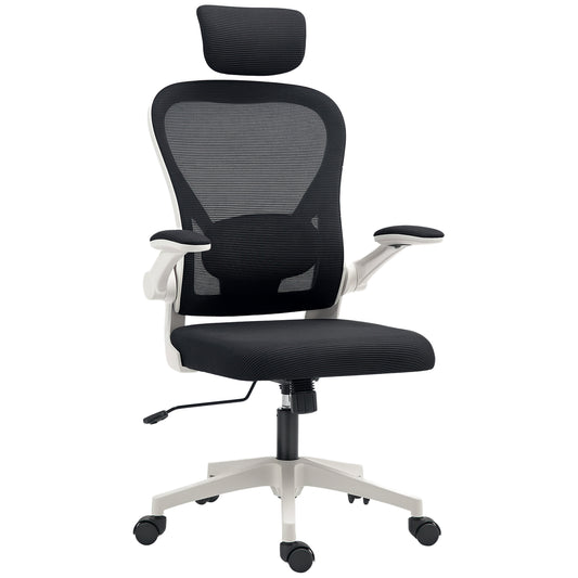 HOMCOM Ergonomic Mesh Office Chair with Headrest, Lumbar Support, Black