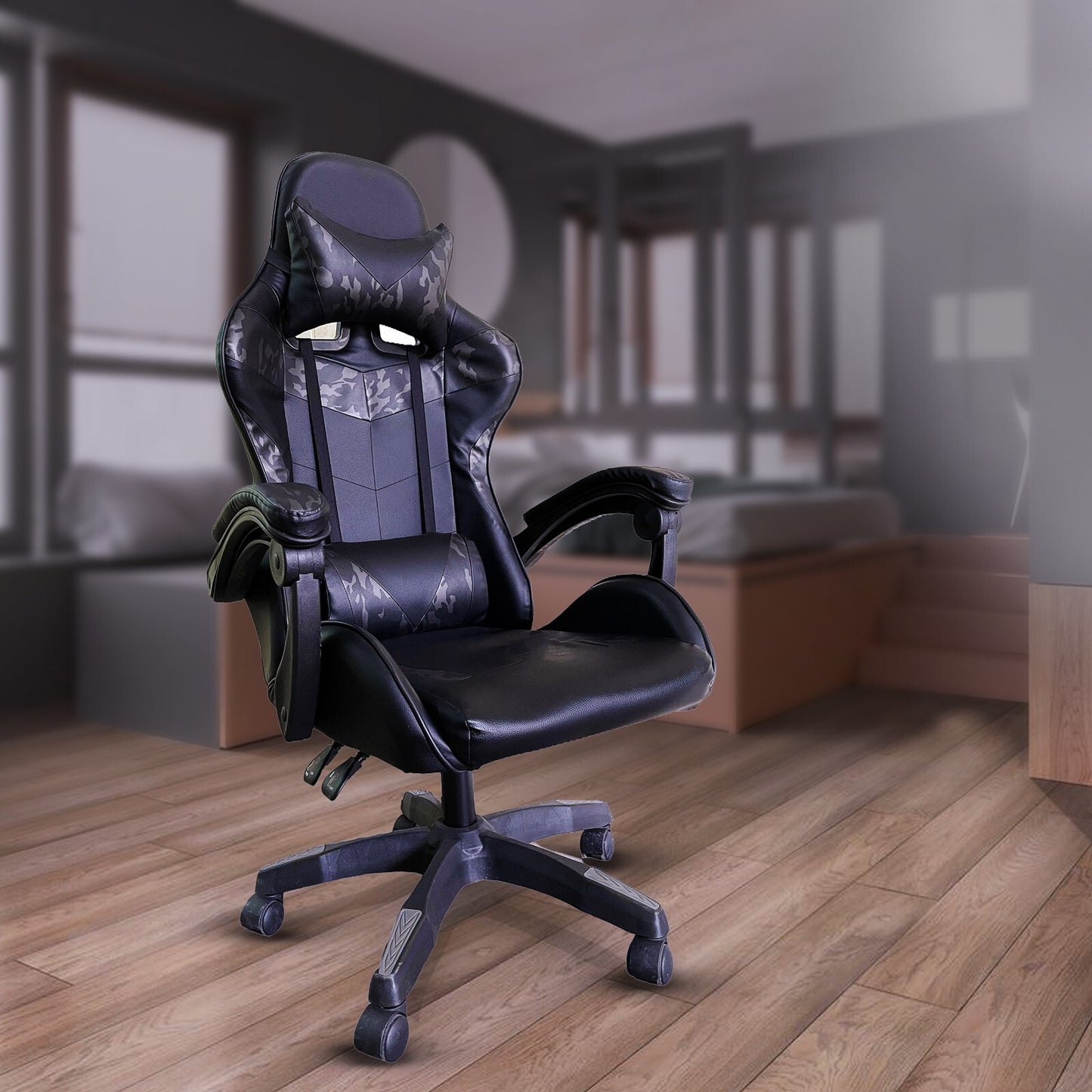 Height Adjustable Recliner Swivel Ergonomic Office PC Gaming Chair with Footrest