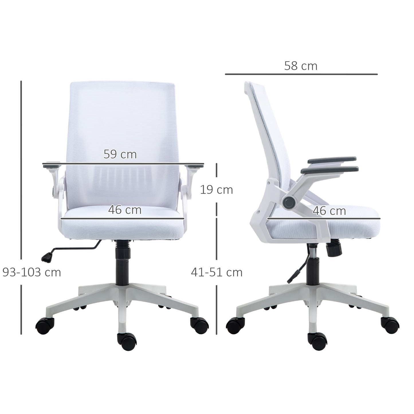 Mesh Office Chair, Desk Chair with Lumbar Support, Flip-Up Armrest