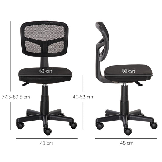 Office Chair without Arms, Ergonomic Swivel Mesh Desk Chair