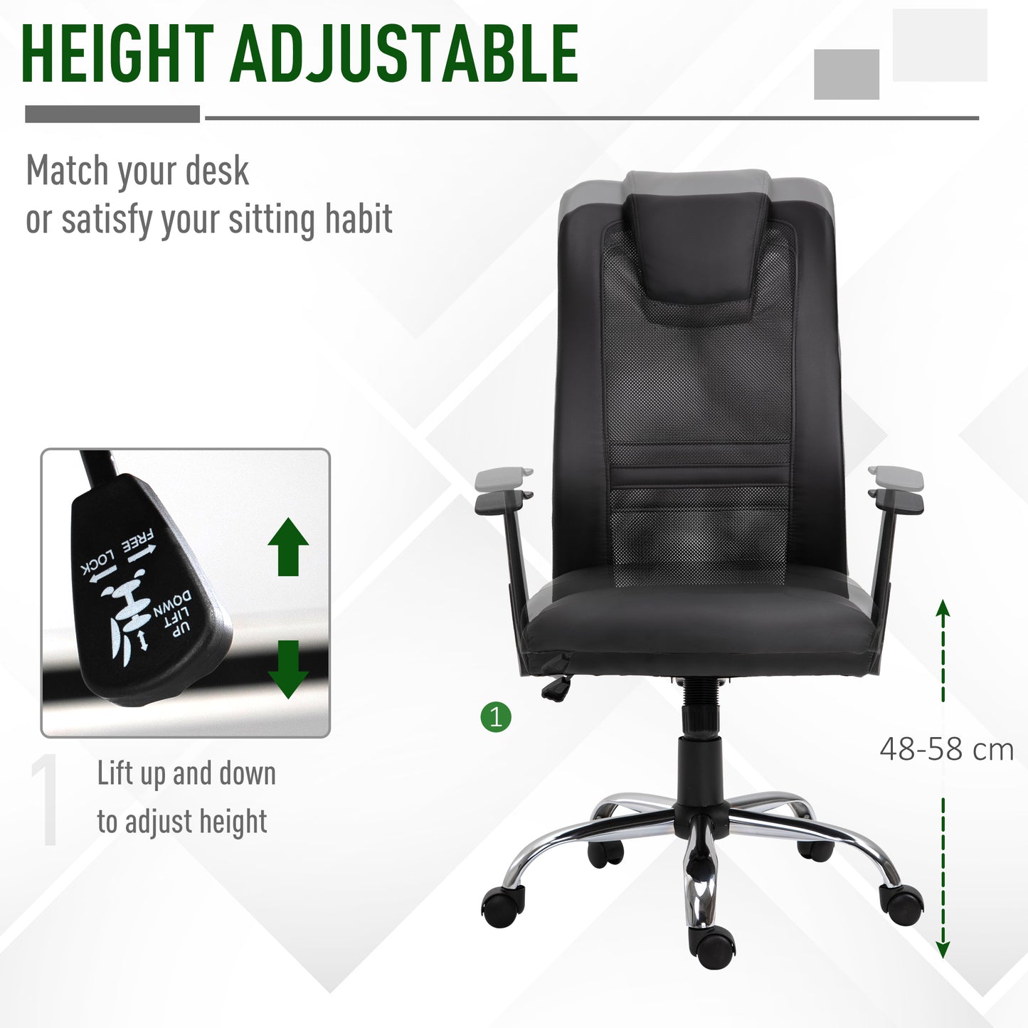 High Back Mesh Office Chair Swivel Ergonomic Task Executive Seat Adjustable