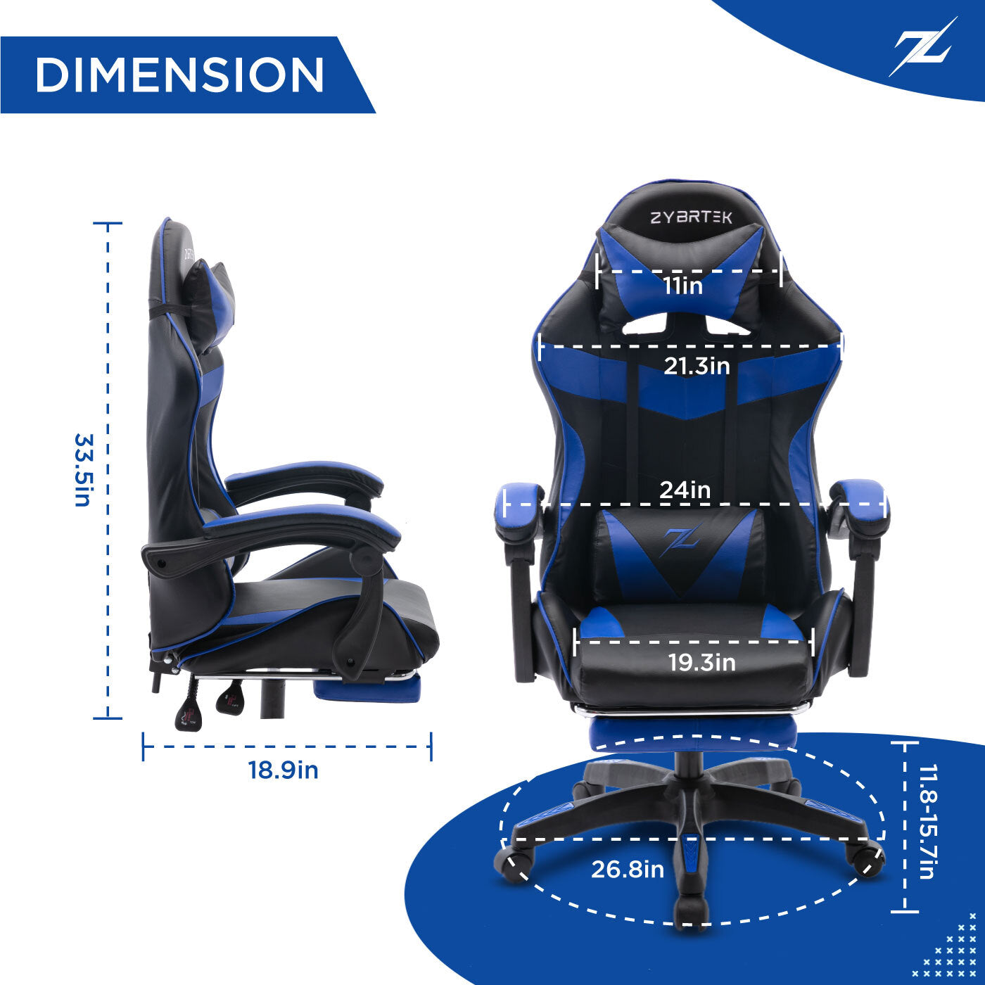 Height Adjustable Recliner Swivel Ergonomic Office PC Gaming Chair with Footrest