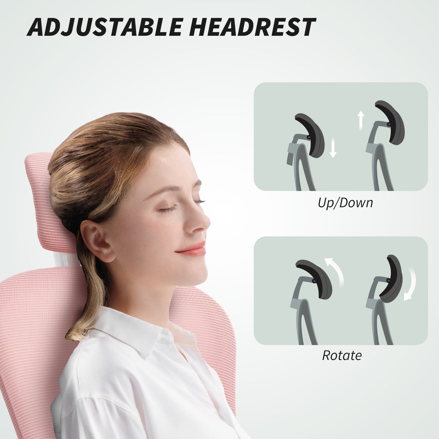 Mesh Office Chair with Headrest, Lumbar Support, 90° Arm