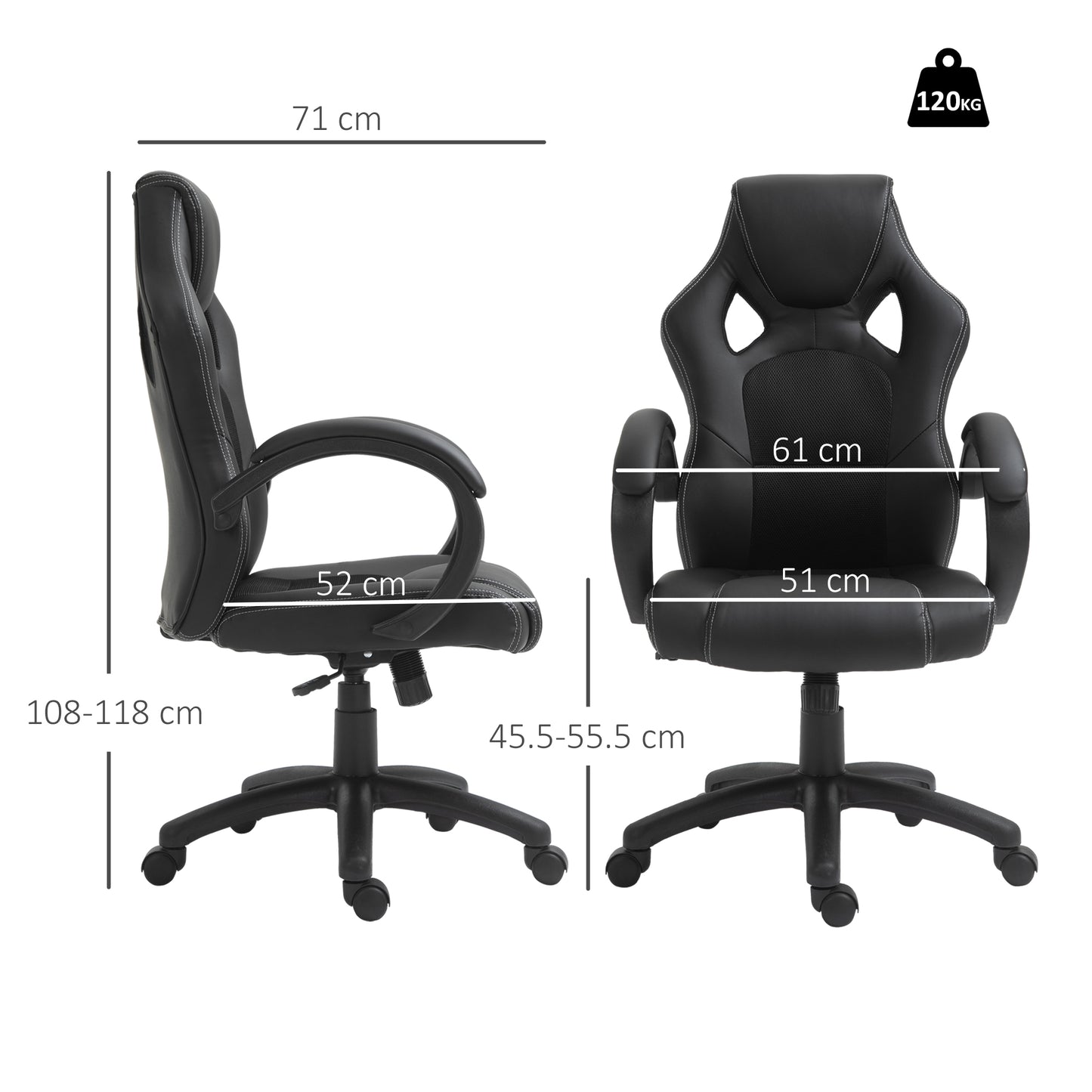 Executive Racing Swivel Gaming Office Chair PU Leather Computer Desk Chair Gray