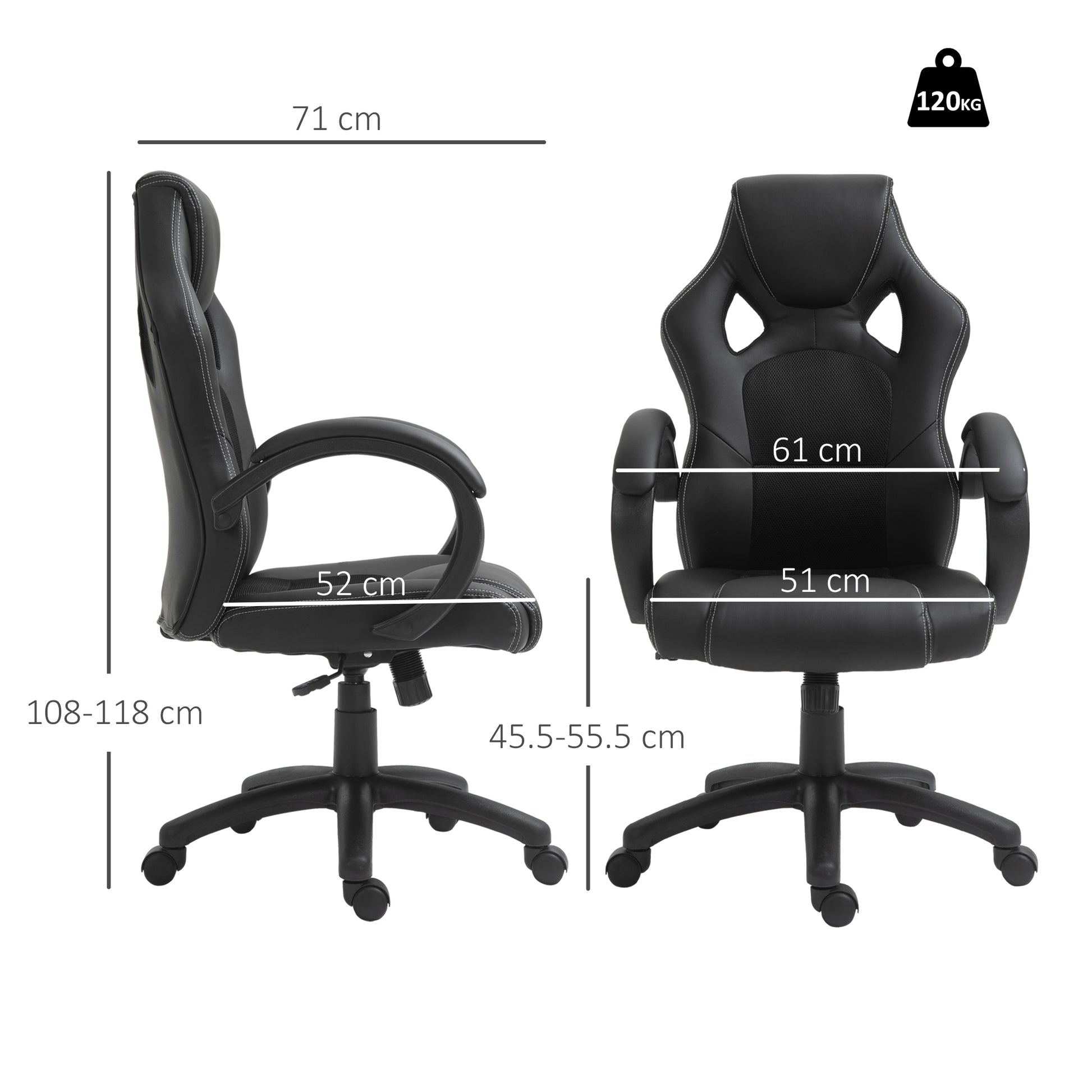 Executive Racing Swivel Gaming Office Chair PU Leather Computer Desk Chair Gray