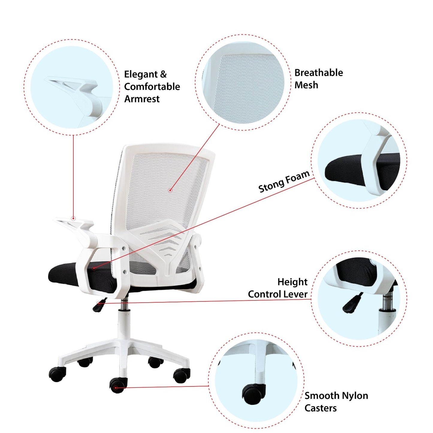 Height Adjustable Recliner Swivel Ergonomic Office PC Gaming Chair with Footrest