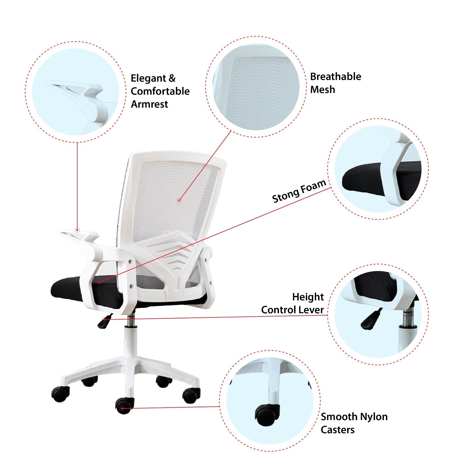 Height Adjustable Recliner Swivel Ergonomic Office PC Gaming Chair with Footrest