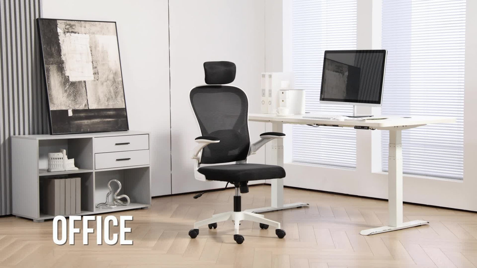 HOMCOM Ergonomic Mesh Office Chair with Headrest, Lumbar Support, Black