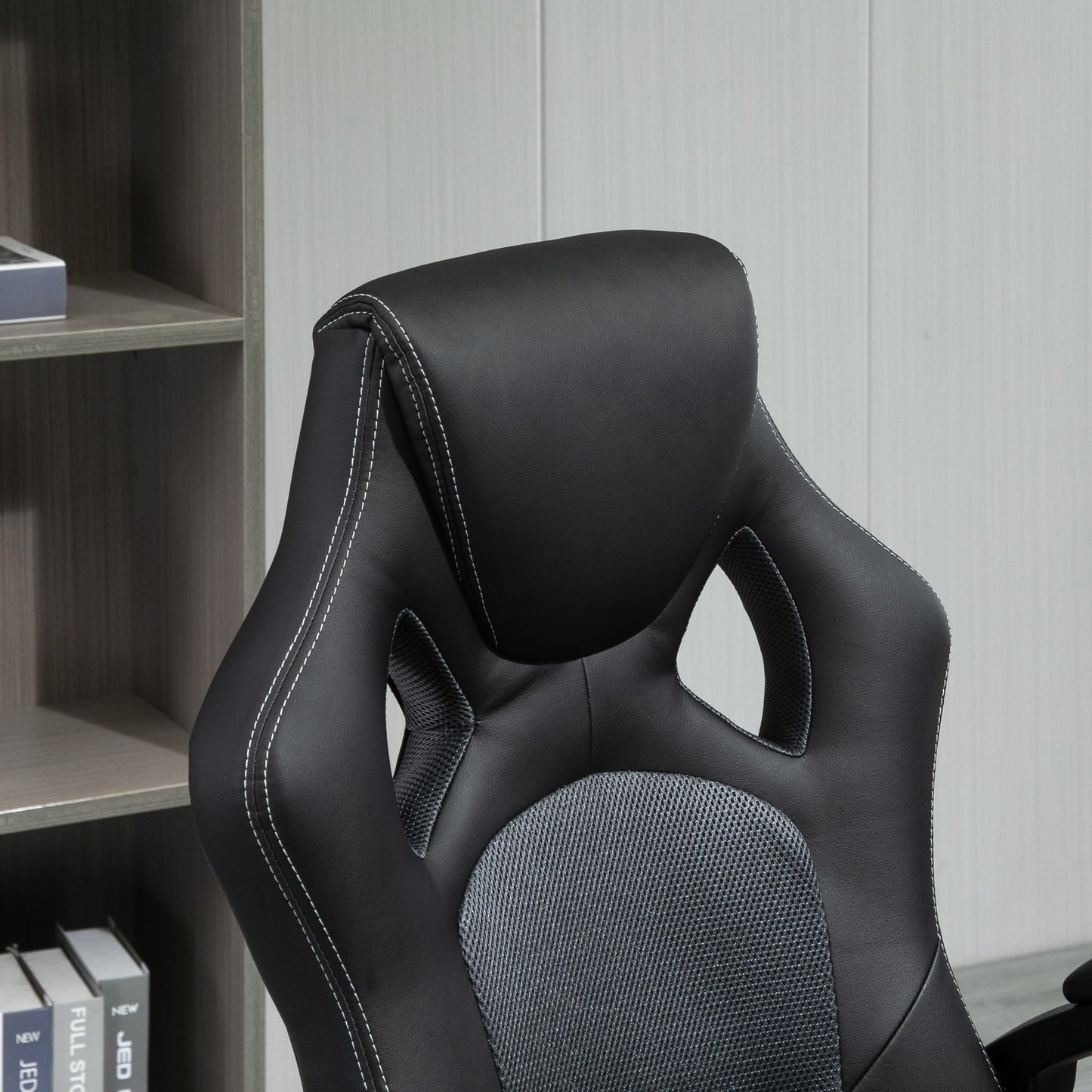 Executive Racing Swivel Gaming Office Chair PU Leather Computer Desk Chair Gray