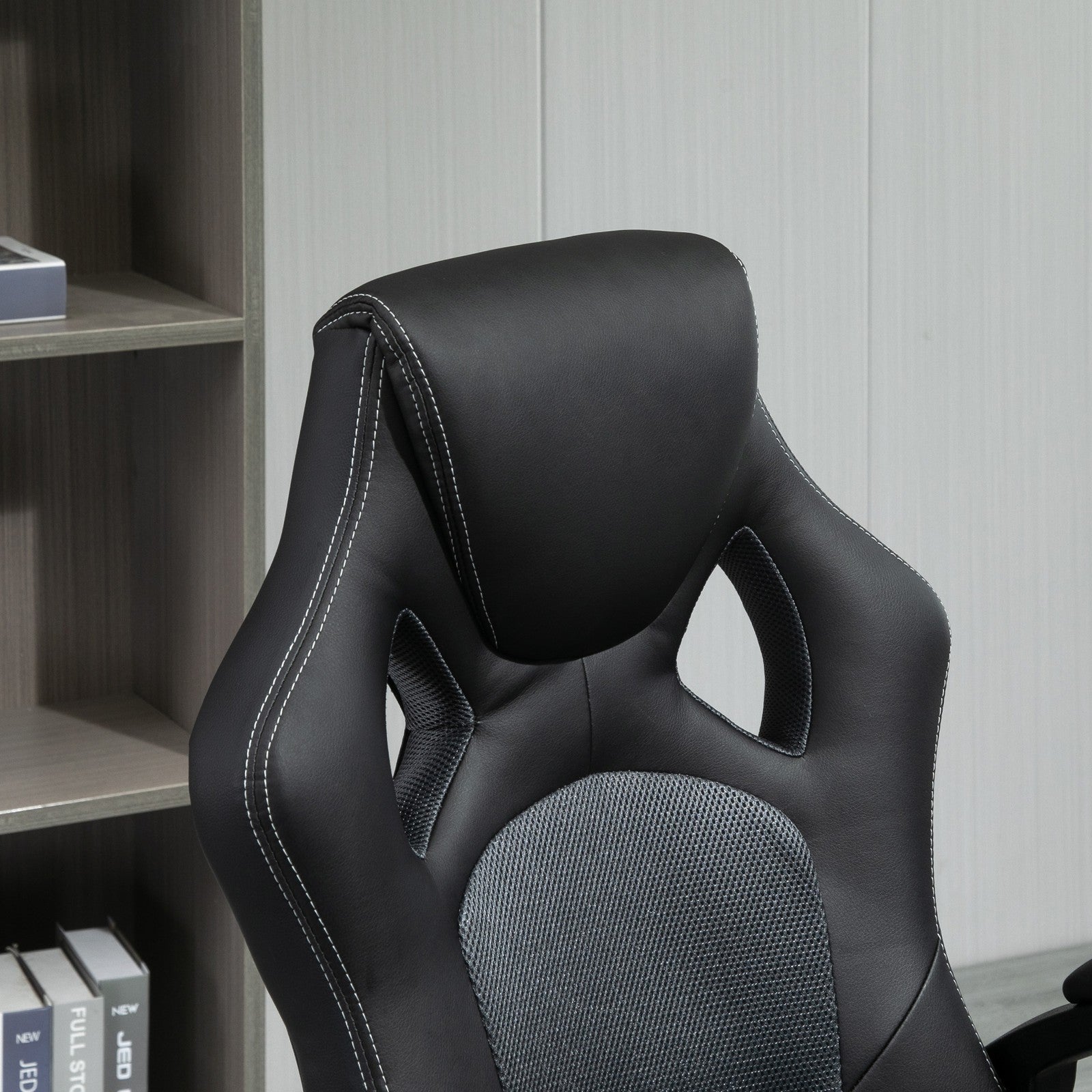 Executive Racing Swivel Gaming Office Chair PU Leather Computer Desk Chair Gray