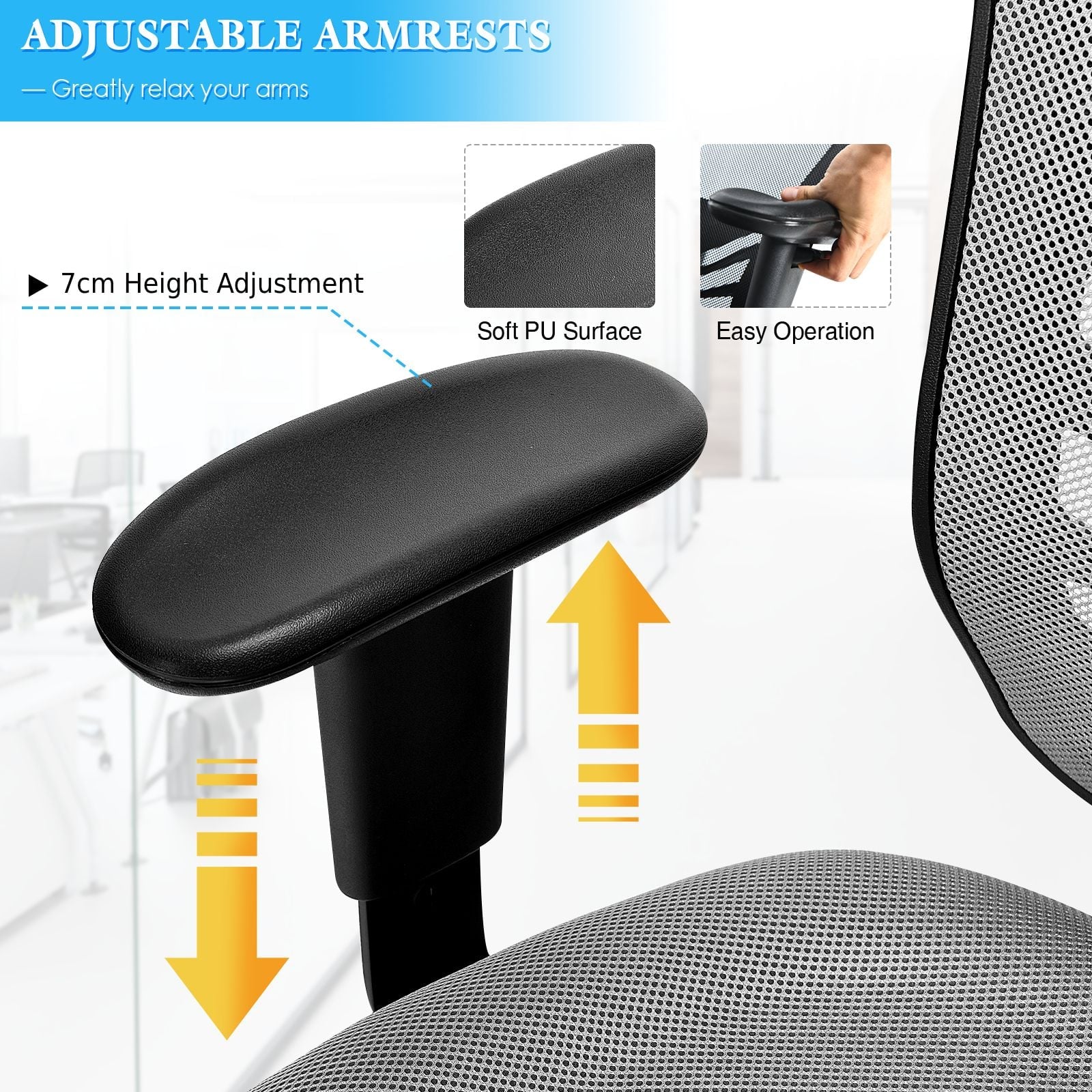 Ergonomic Reclining Mesh Office Chair with 3-Paddle Control