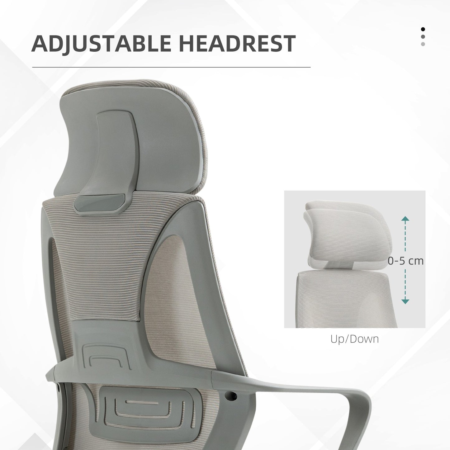 Vinsetto Mesh Back Office Chair W/ Adjustable Height Padded Headrest Grey