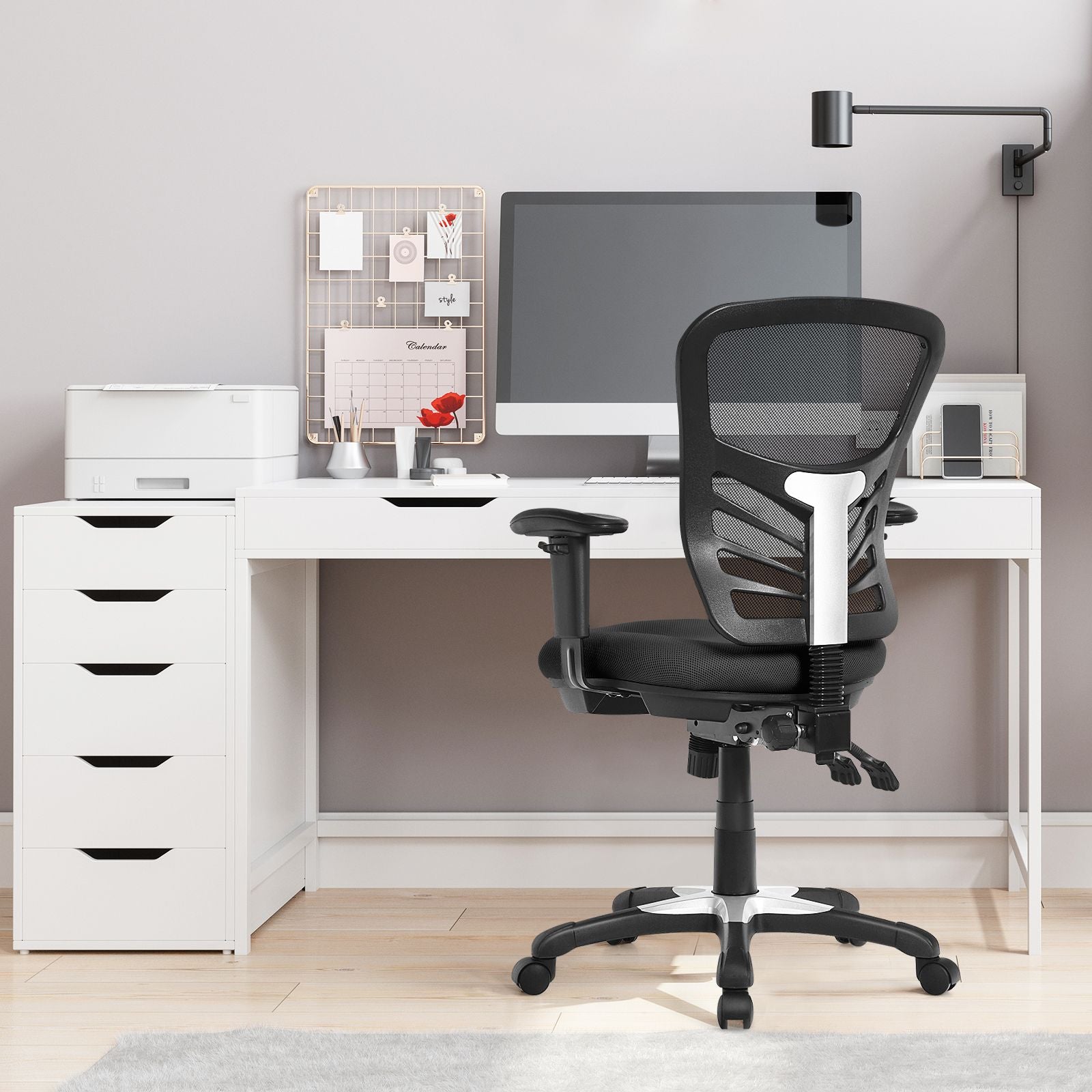 Ergonomic Reclining Mesh Office Chair with 3-Paddle Control