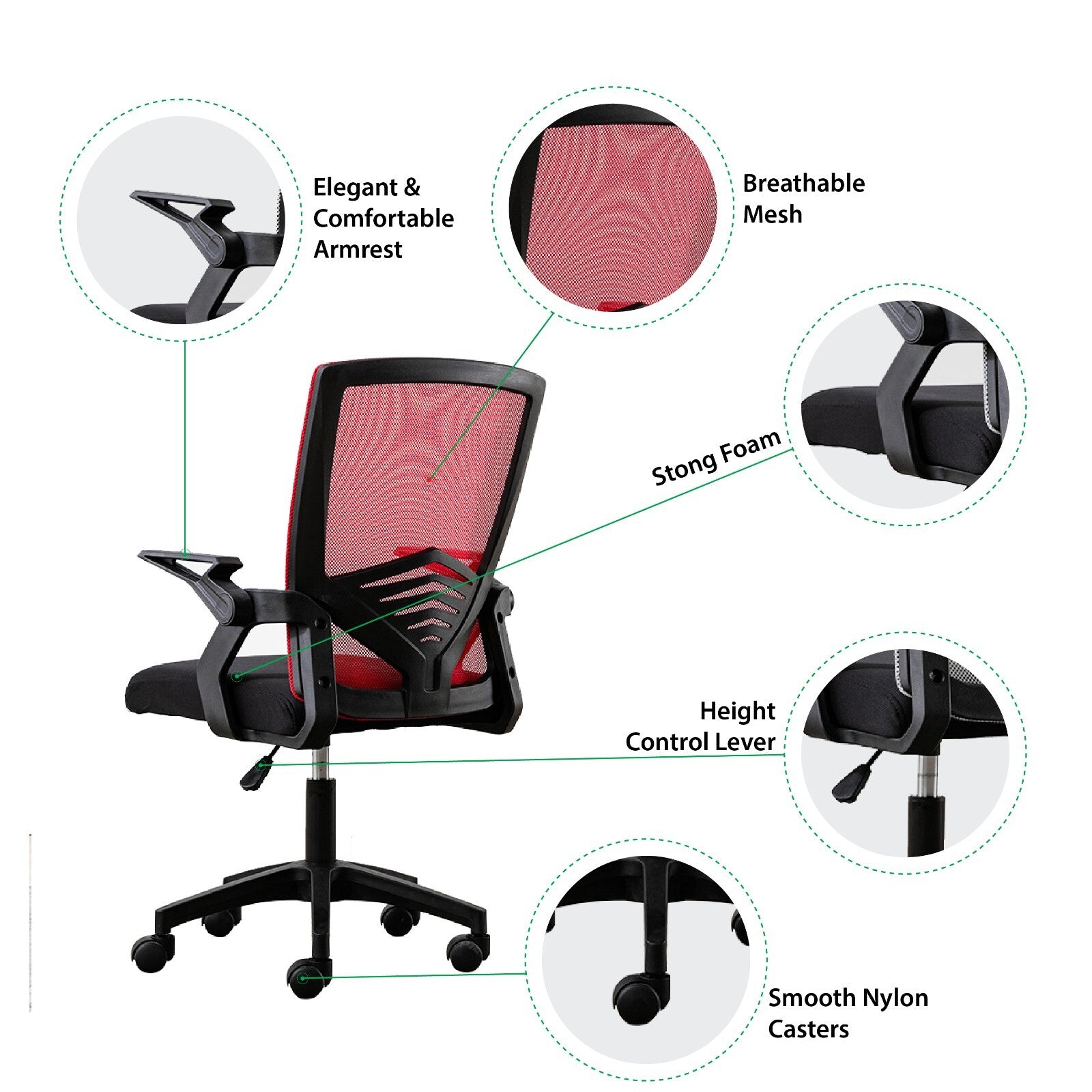 Height Adjustable Recliner Swivel Ergonomic Office PC Gaming Chair with Footrest