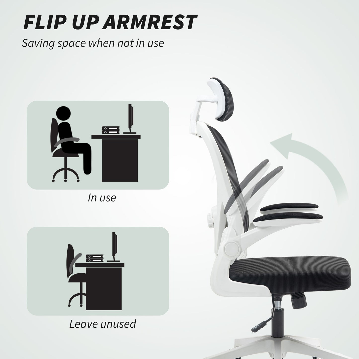 HOMCOM Ergonomic Mesh Office Chair with Headrest, Lumbar Support, Black